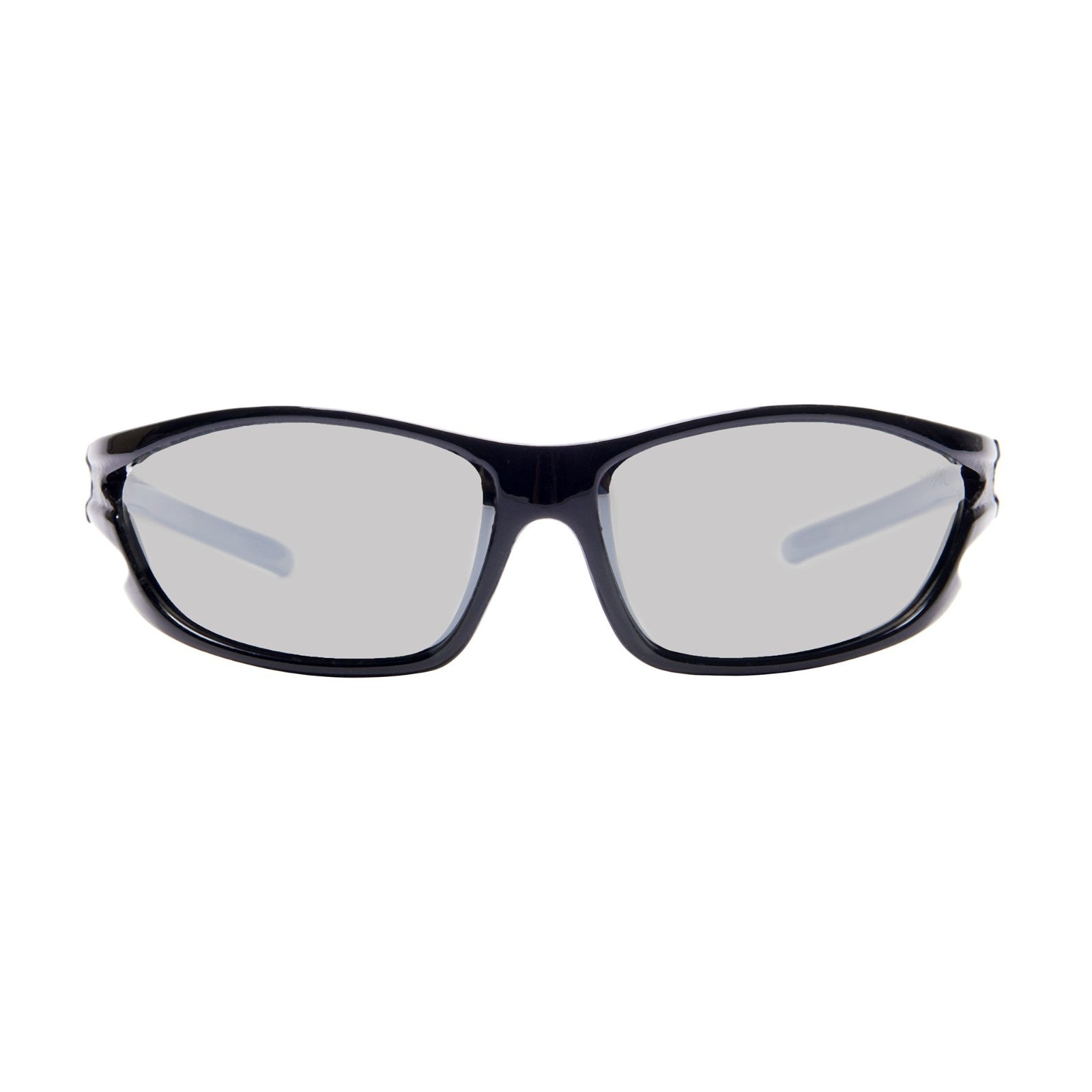 Lee Cooper Polarized Sports Sunglasses for Boys & Girls with Silver Mirrored TAC Lenses, Black Full-Rim Polycarbonate Wraparound Frame | LCK101C01
