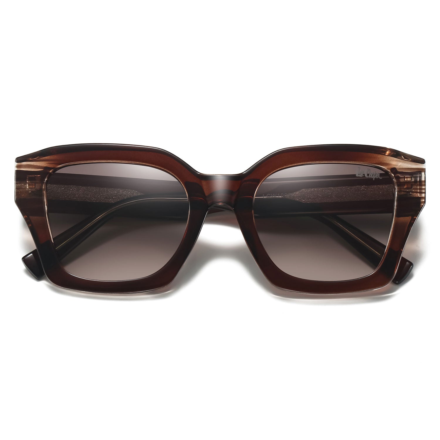 Lee Cooper Women's Polarized Vintage square Sunglasses - Transparent Burgundy Tortoise - LCW10023C2