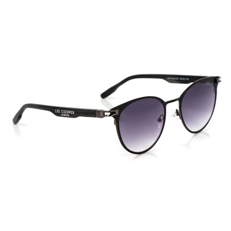 Lee Cooper Non-Polarized Round Sunglasses for Women with Gradient Grey Nylon Lenses, Black Full-Rim Metal Frame and Sleek Temple Arms | LCW10241C3
