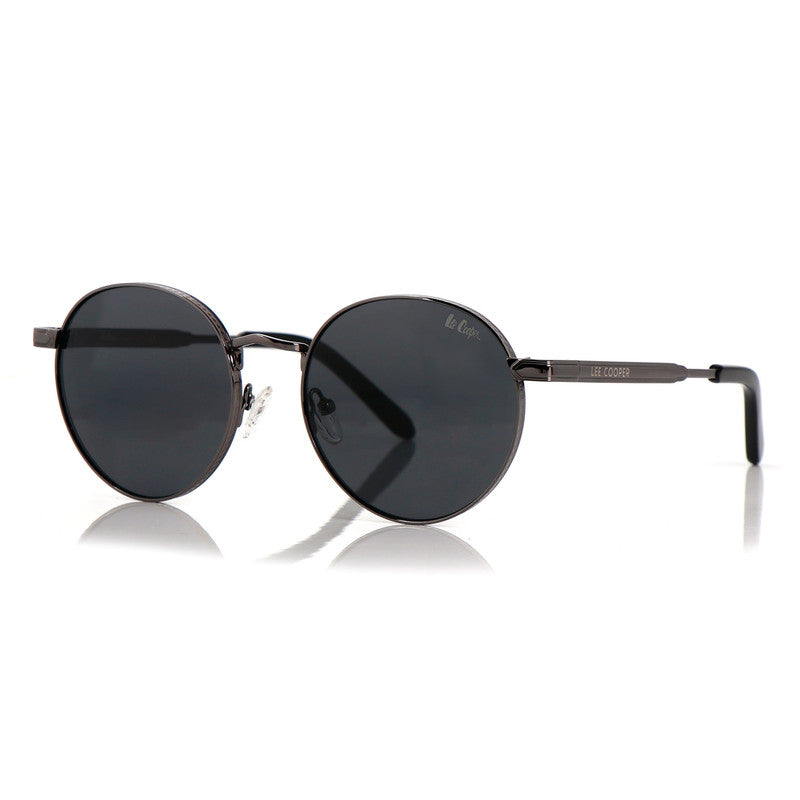 Lee Cooper Non-Polarized Round Sunglasses for Women with Grey Nylon Lenses, Gunmetal Full-Rim Metal Frame and Slim Temple Arms | LCW10244C3