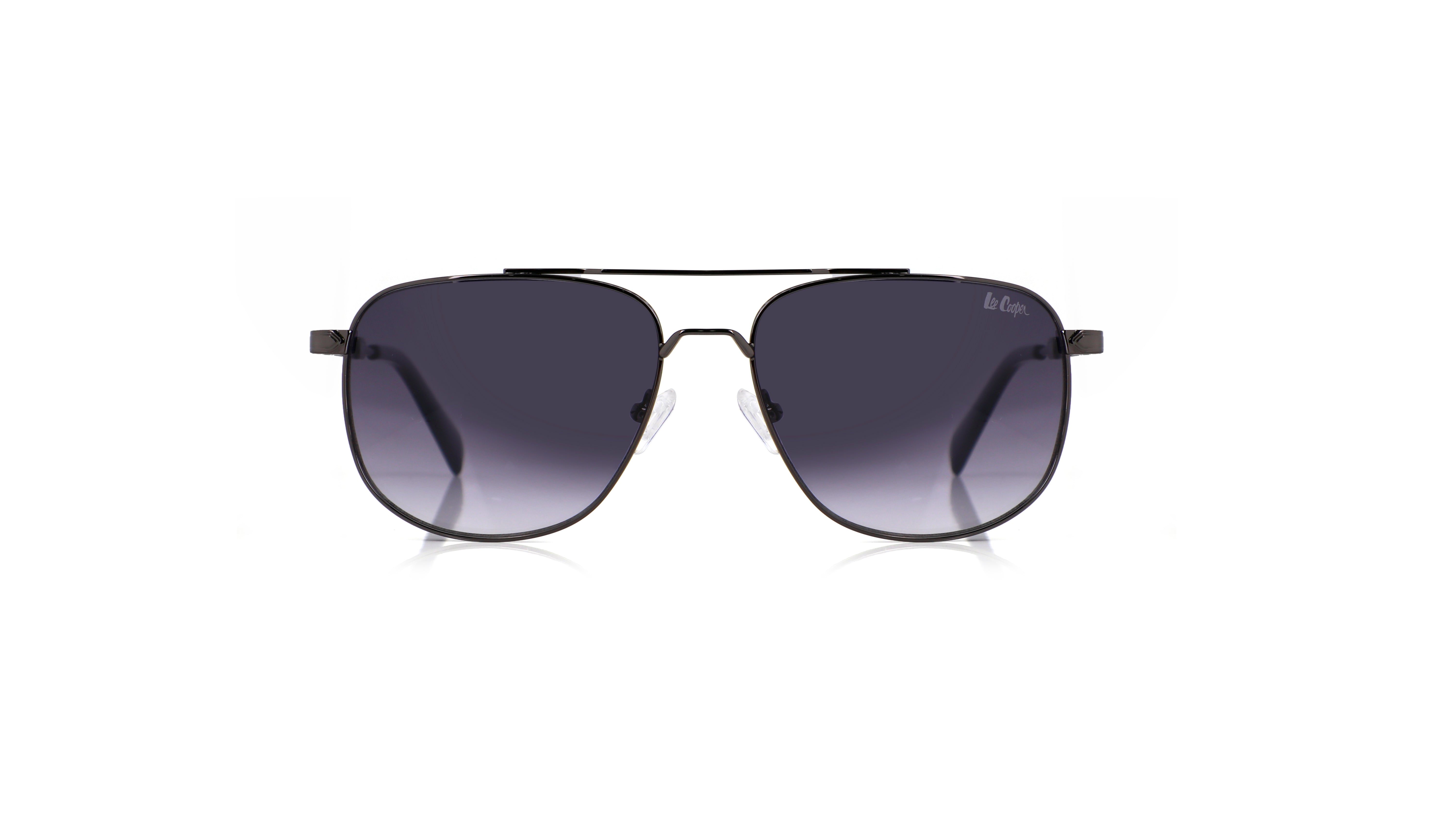 Lee Cooper Non-Polarized Aviator Sunglasses for Men with Gradient Grey Nylon Lenses, Gunmetal Full-Rim Metal Frame and Double-Bridge Design | LCM10245C3