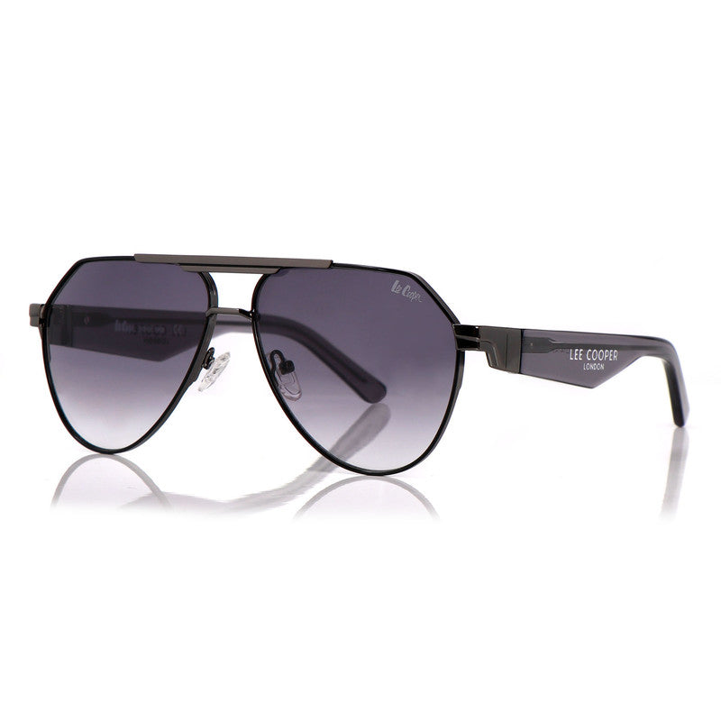 Lee Cooper Non-Polarized Aviator Sunglasses for Men & Women with Gradient Grey Nylon Lenses, Gunmetal Full-Rim Metal Frame and Double-Bridge Design | LCU10240C3