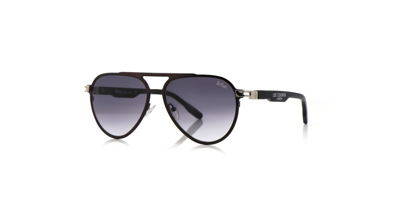 Lee Cooper Non-Polarized Aviator Sunglasses for Men & Women with Gradient Grey Nylon Lenses, Gunmetal Full-Rim Metal Frame and Double-Bridge Design | LCU10247C1