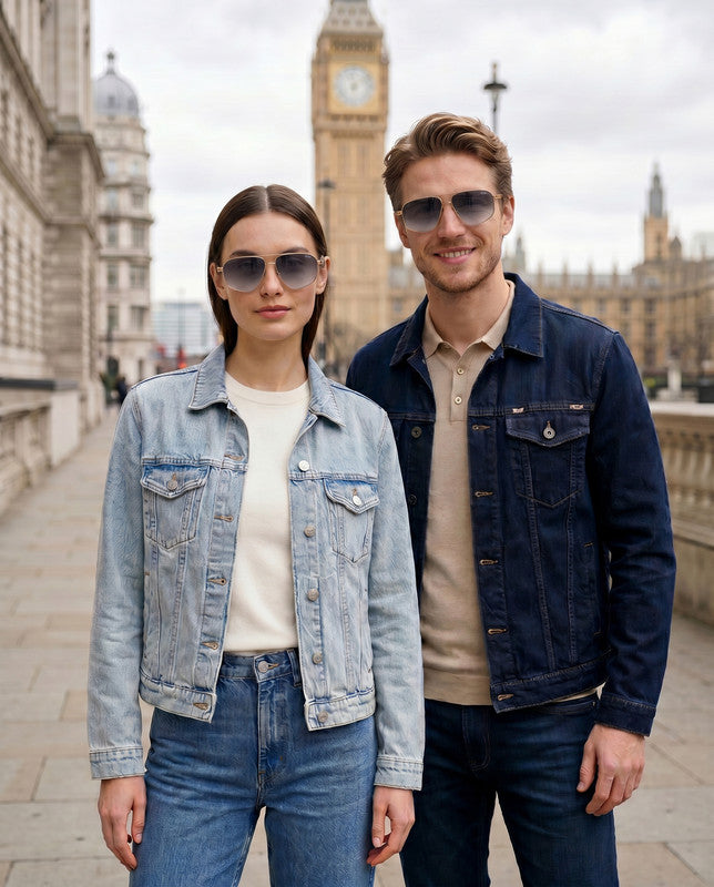 Lee Cooper Non-Polarized Square Aviator Sunglasses for Men & Women with Gradient Grey Nylon Lenses, Gold-Tone Full-Rim Metal Frame and Double-Bridge Design | LCU10243C5