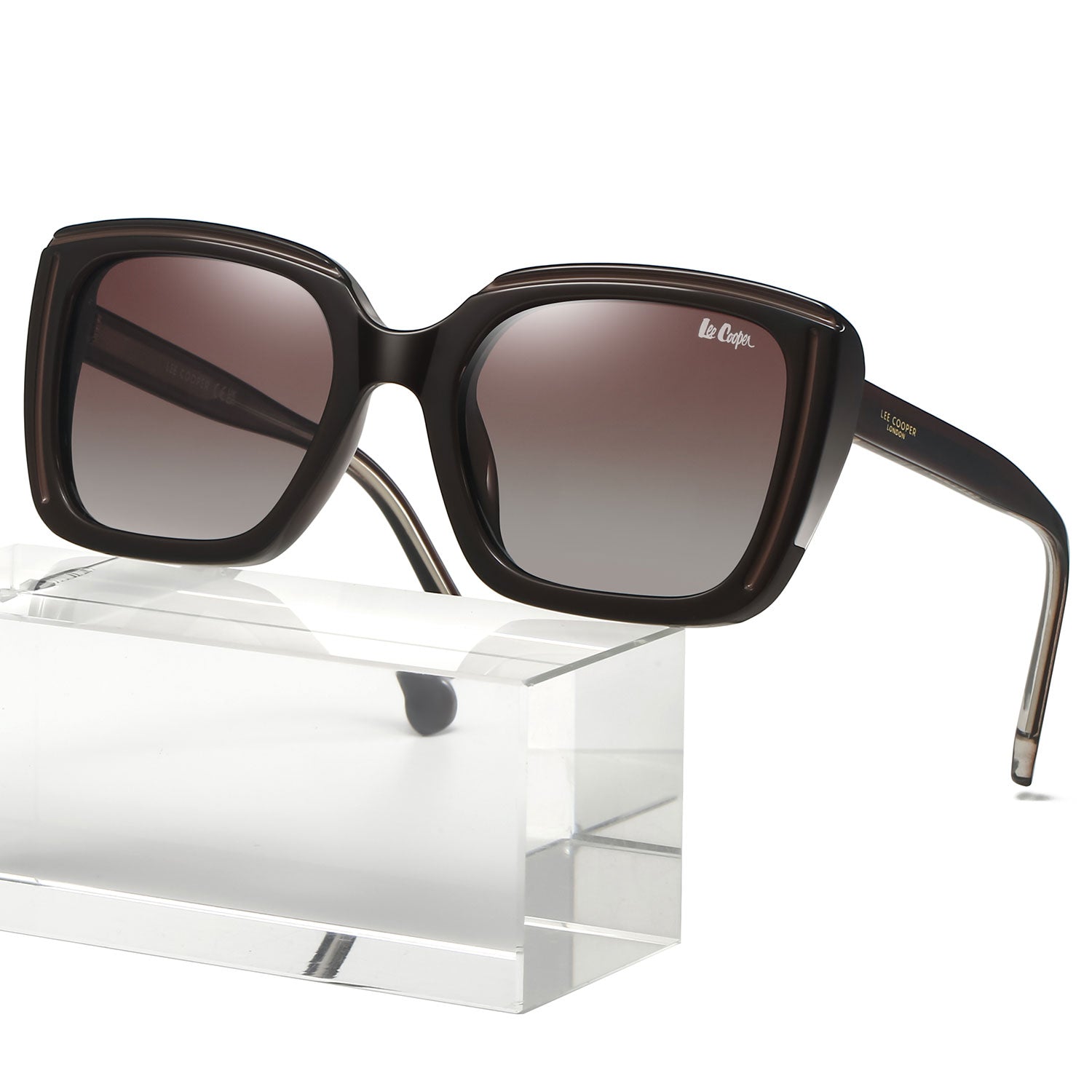 Lee Cooper Women's Polarized Cateye square Sunglasses - Brown - LCW10022C2