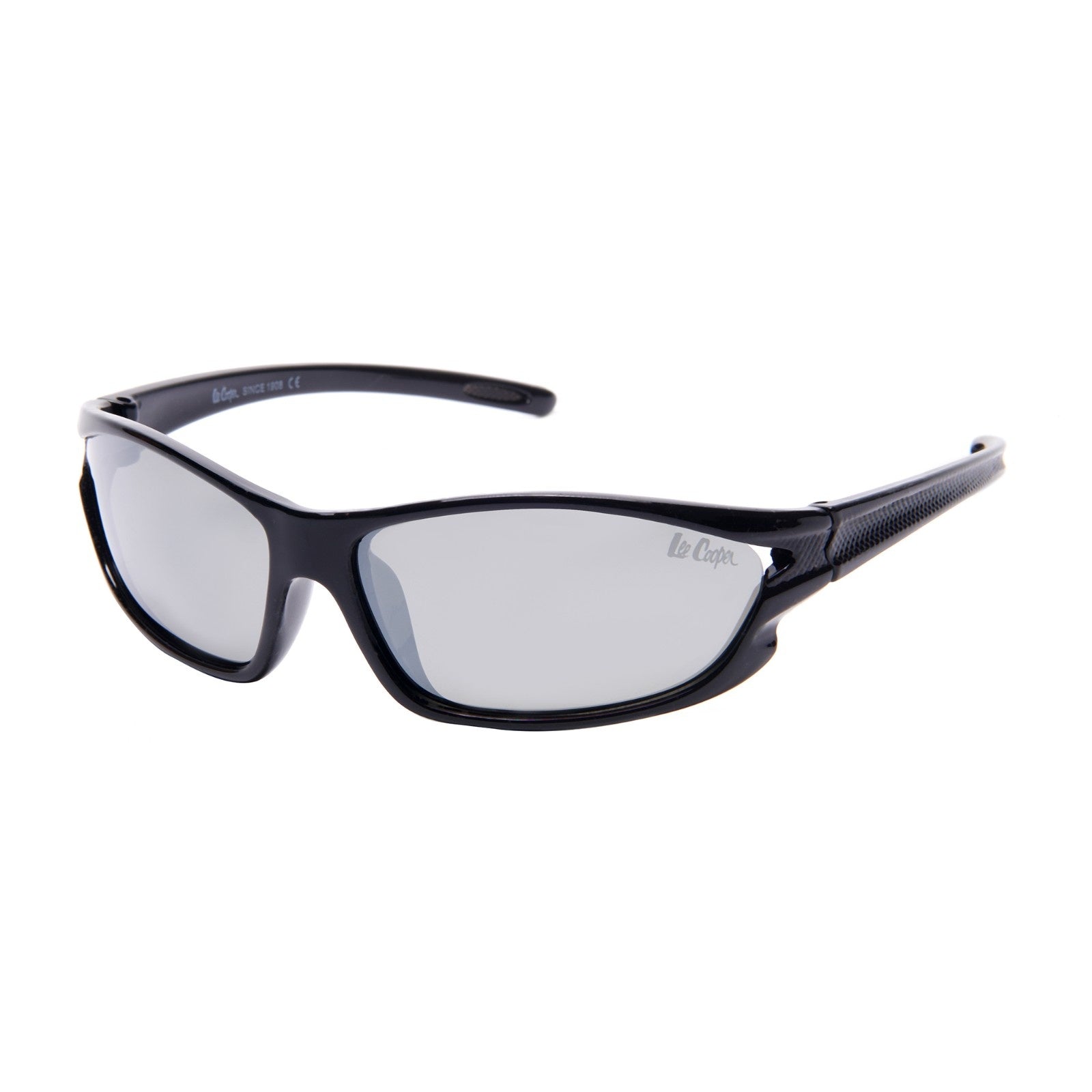 Lee Cooper Polarized Sports Sunglasses for Boys & Girls with Silver Mirrored TAC Lenses, Black Full-Rim Polycarbonate Wraparound Frame | LCK101C01