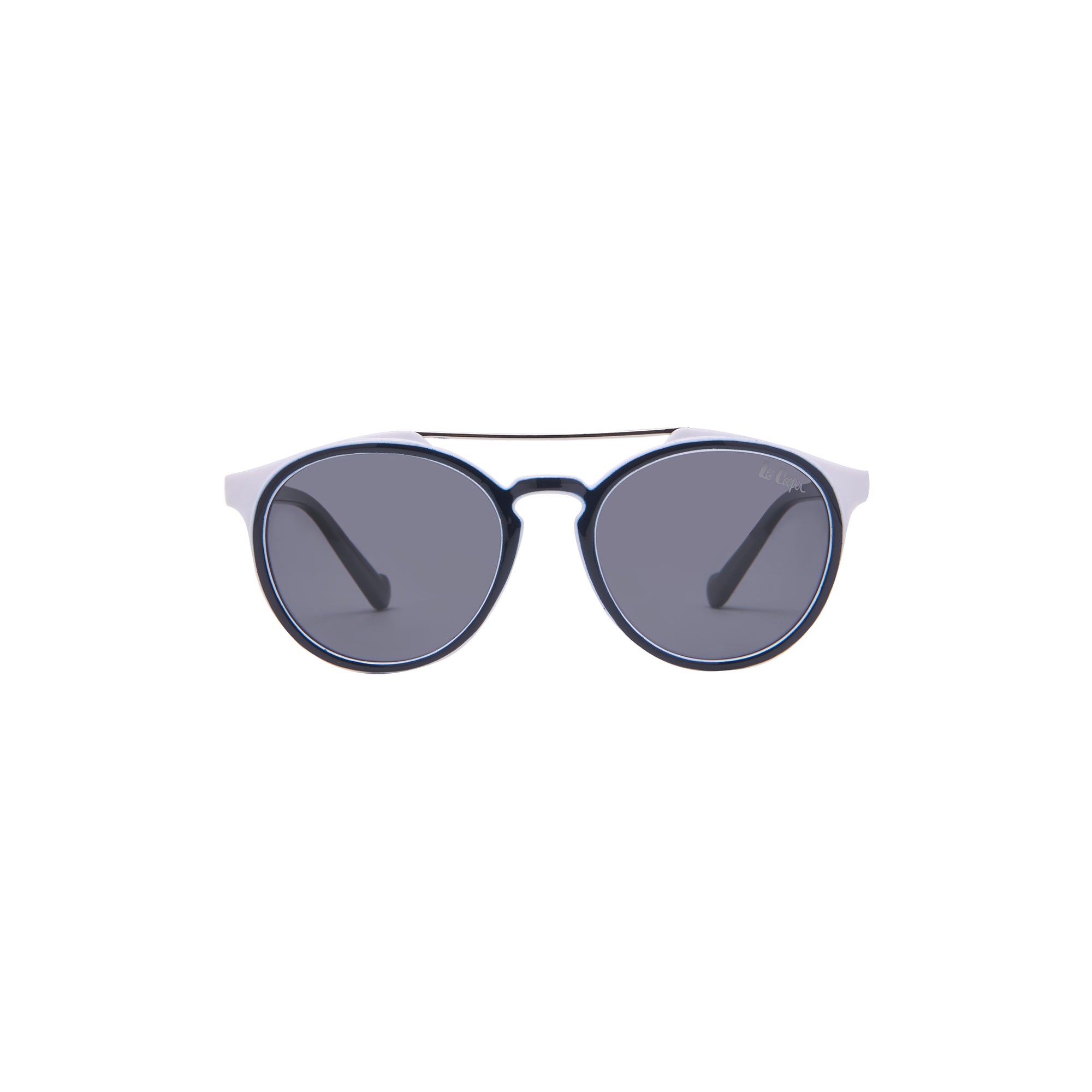 Lee Cooper Polarized Sunglasses for Boys & Girls with Grey Round TAC Lenses, Blue Full-Rim Polycarbonate Frame and Brow-Bar Design | LCK109C01
