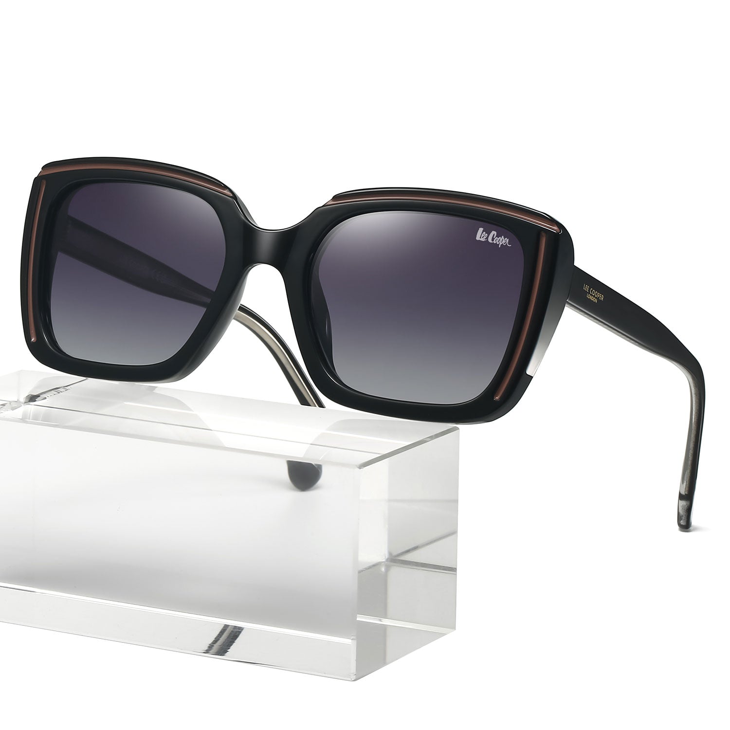 Lee Cooper Women's Polarized Cateye square Sunglasses - Black - LCW10022C1
