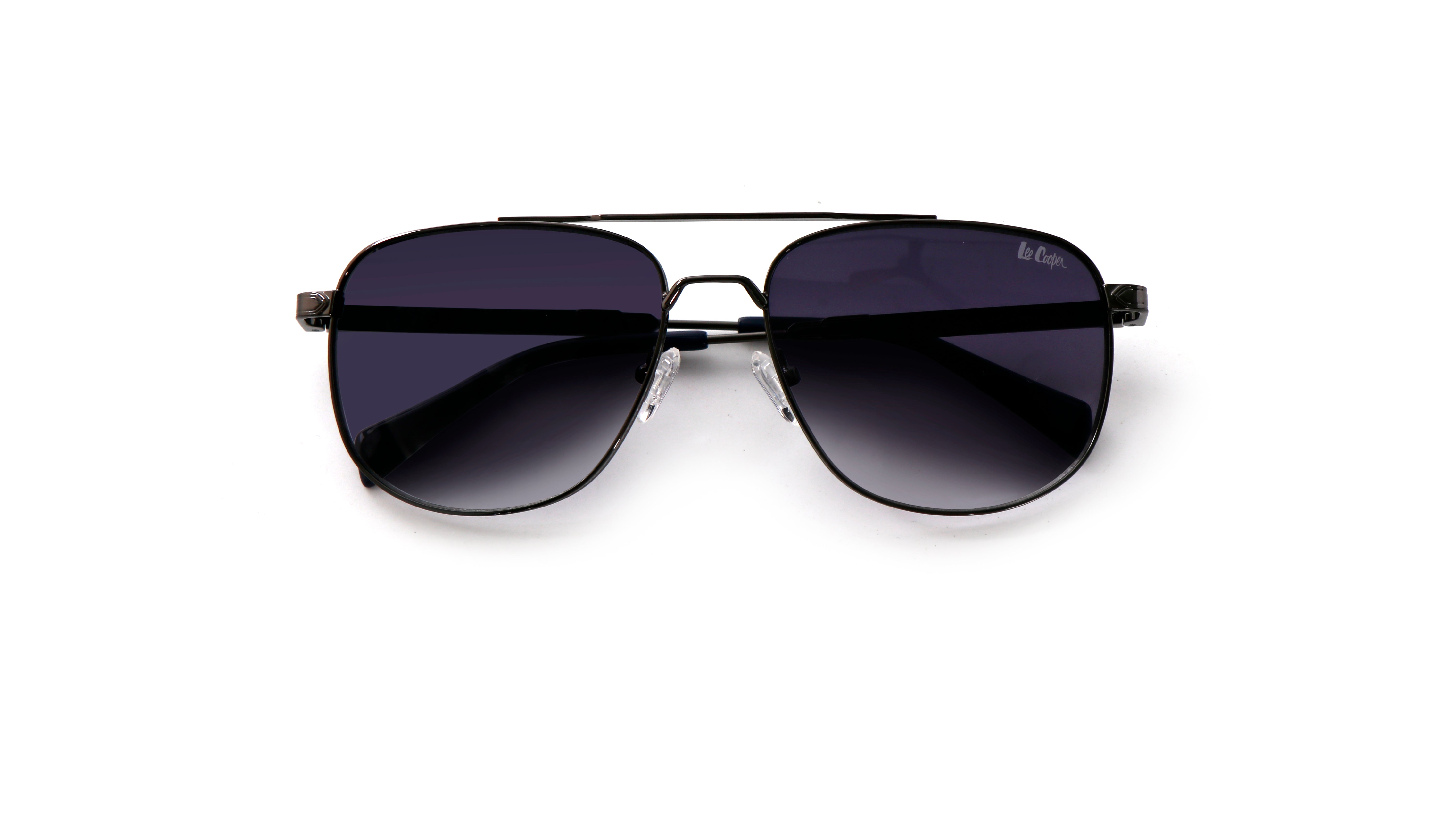 Lee Cooper Non-Polarized Aviator Sunglasses for Men with Gradient Grey Nylon Lenses, Gunmetal Full-Rim Metal Frame and Double-Bridge Design | LCM10245C3