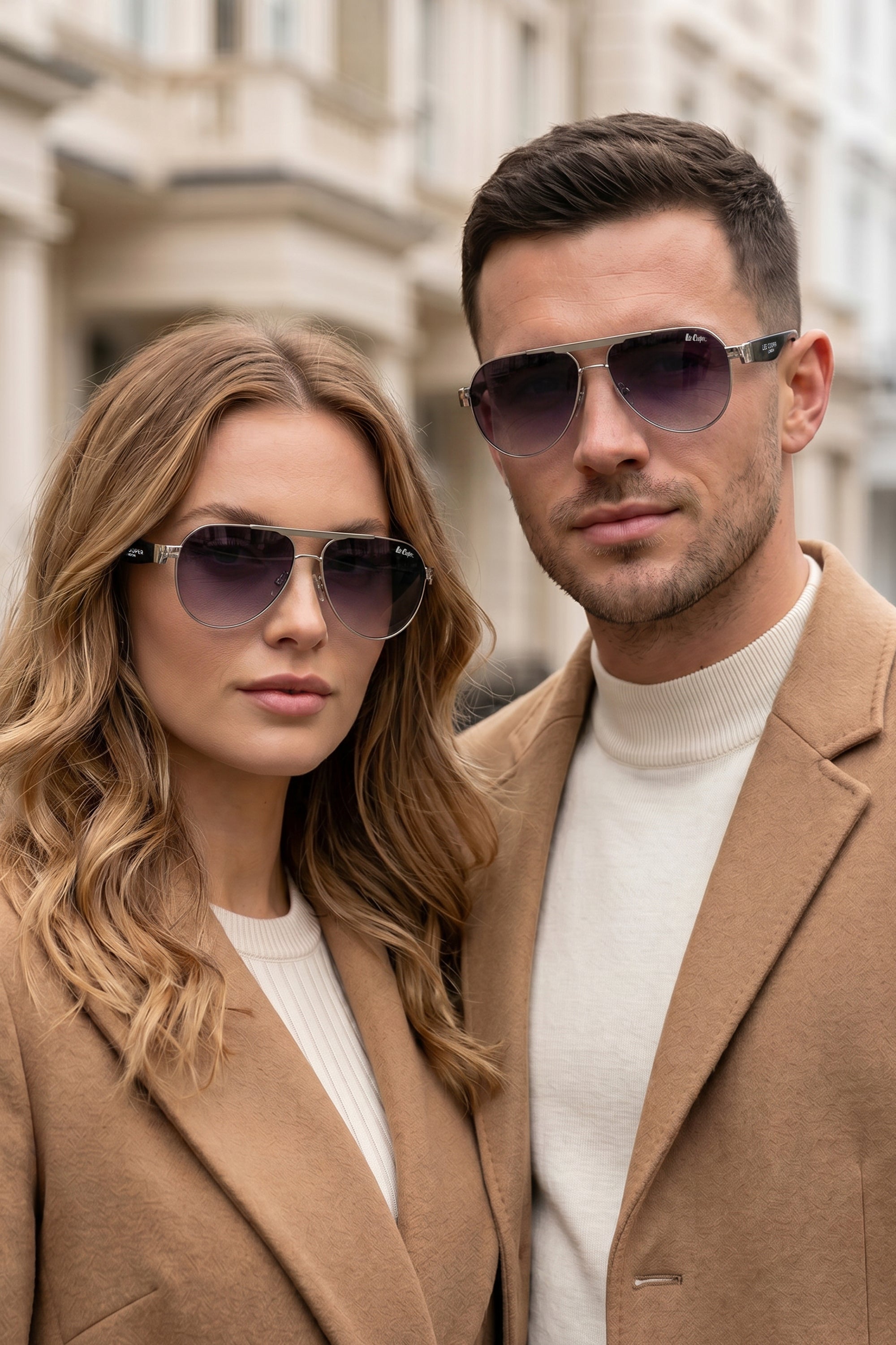 Lee Cooper Non-Polarized Aviator Sunglasses for Men & Women with Gradient Grey Nylon Lenses, Silver-Tone Full-Rim Metal Frame and Double-Bridge Design | LCU10240C2