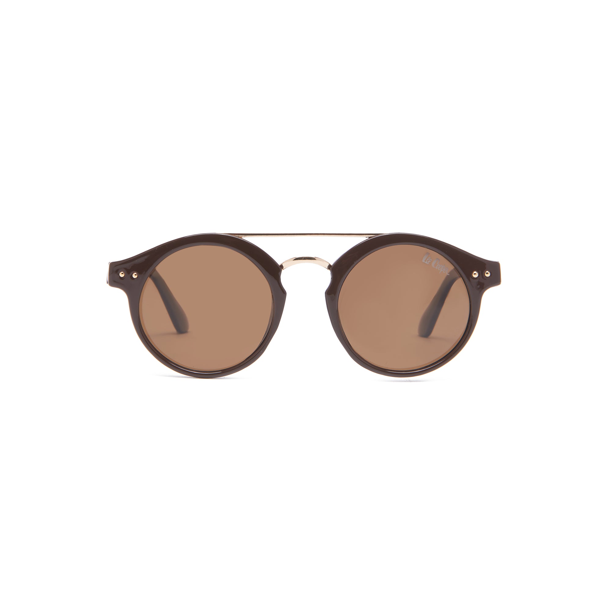 Lee Cooper Polarized Sunglasses for Boys & Girls with Brown Round TAC Lenses, Brown Full-Rim Polycarbonate Frame and Double-Bridge Design | LCK113C02