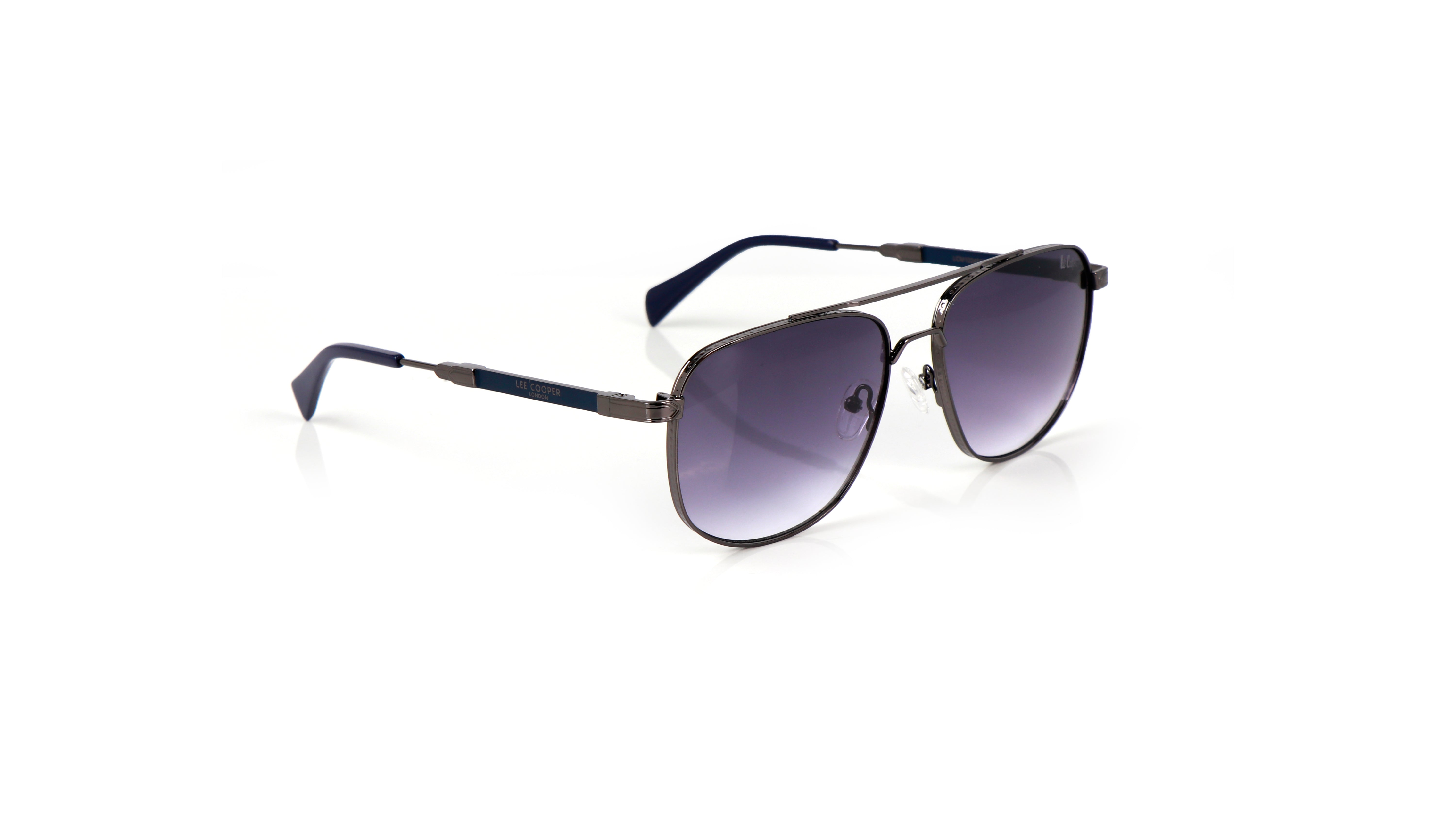 Lee Cooper Non-Polarized Aviator Sunglasses for Men with Gradient Grey Nylon Lenses, Gunmetal Full-Rim Metal Frame and Double-Bridge Design | LCM10245C3