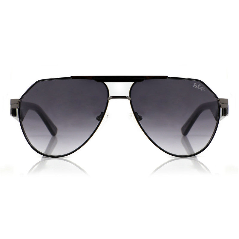 Lee Cooper Non-Polarized Aviator Sunglasses for Men & Women with Gradient Grey Nylon Lenses, Gunmetal Full-Rim Metal Frame and Double-Bridge Design | LCU10240C3