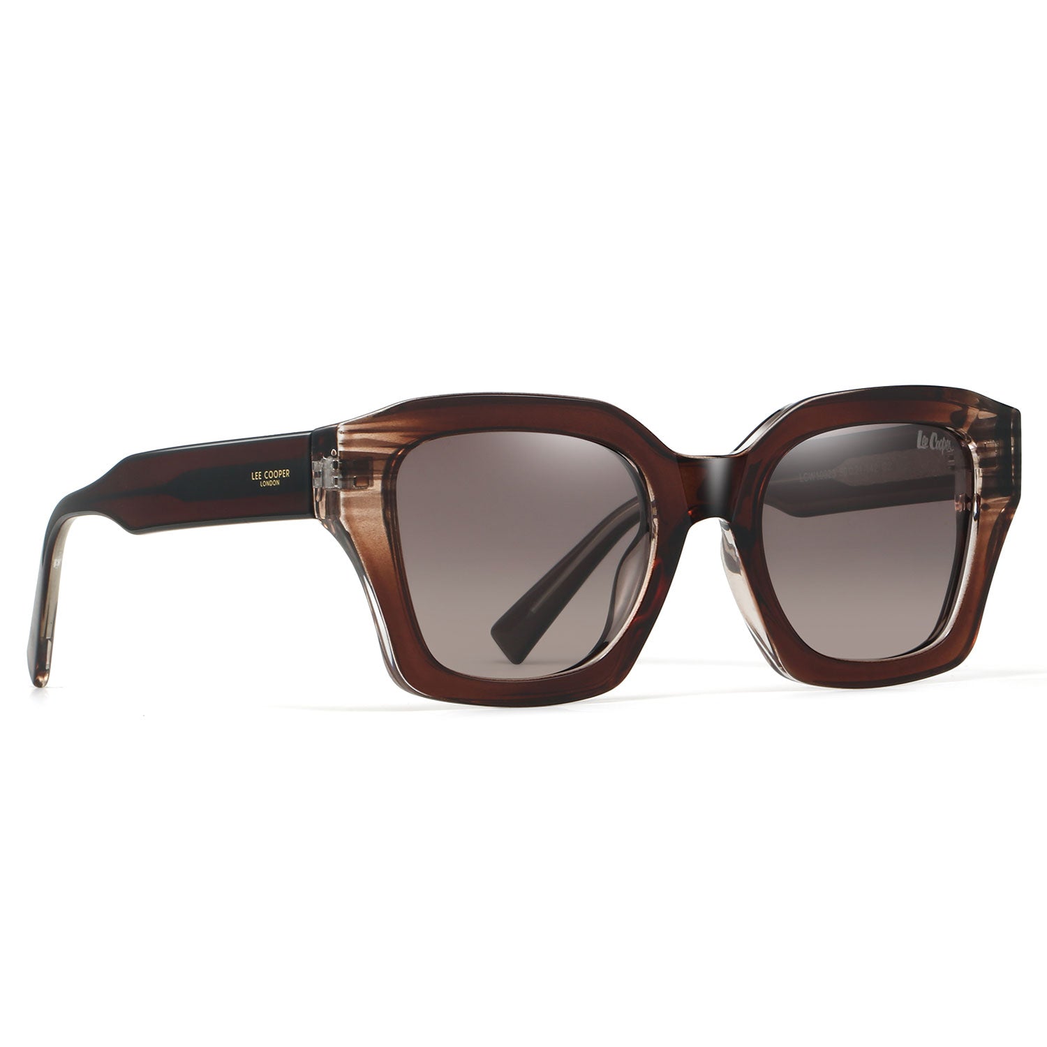Lee Cooper Women's Polarized Vintage square Sunglasses - Transparent Burgundy Tortoise - LCW10023C2