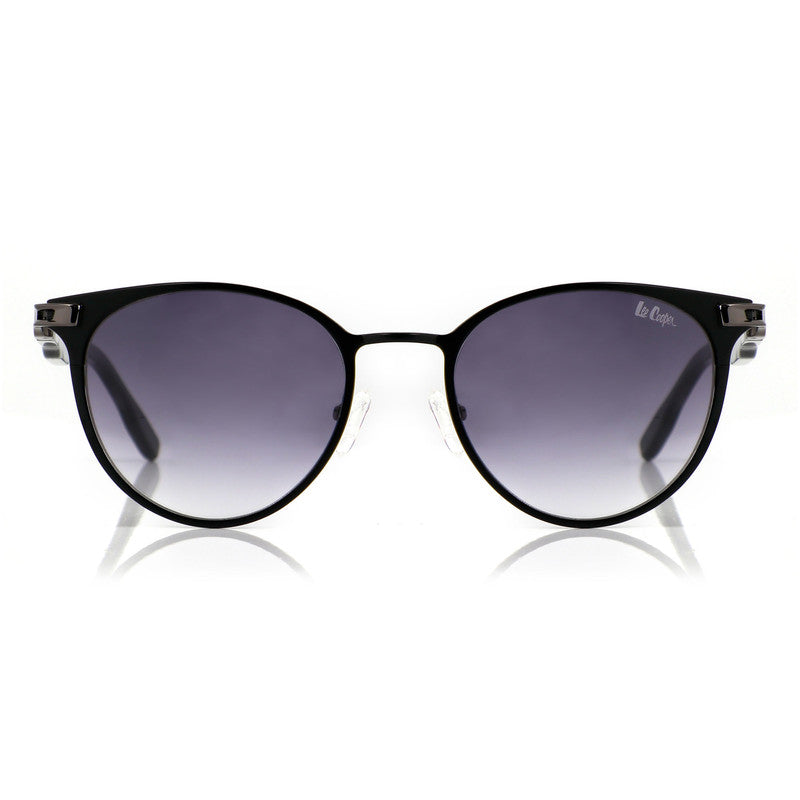 Lee Cooper Non-Polarized Round Sunglasses for Women with Gradient Grey Nylon Lenses, Black Full-Rim Metal Frame and Sleek Temple Arms | LCW10241C3
