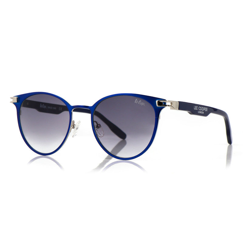 Lee Cooper Non-Polarized Round Sunglasses for Women with Gradient Grey Nylon Lenses, Blue Full-Rim Metal Frame and Silver-Tone Temple Accents | LCW10241C2