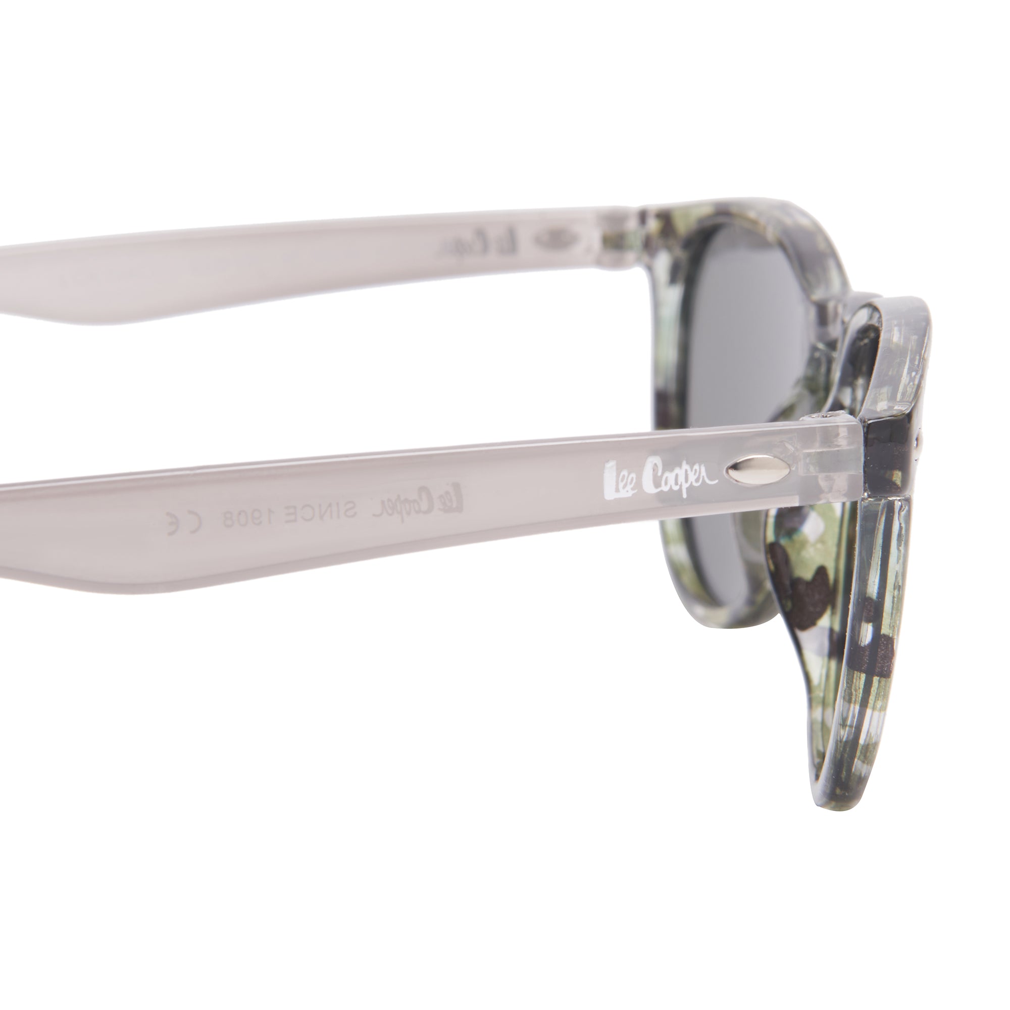 Lee Cooper Polarized Sunglasses for Boys & Girls with Silver Mirrored Round TAC Lenses, Grey Printed Full-Rim Polycarbonate Frame | LCK106C03