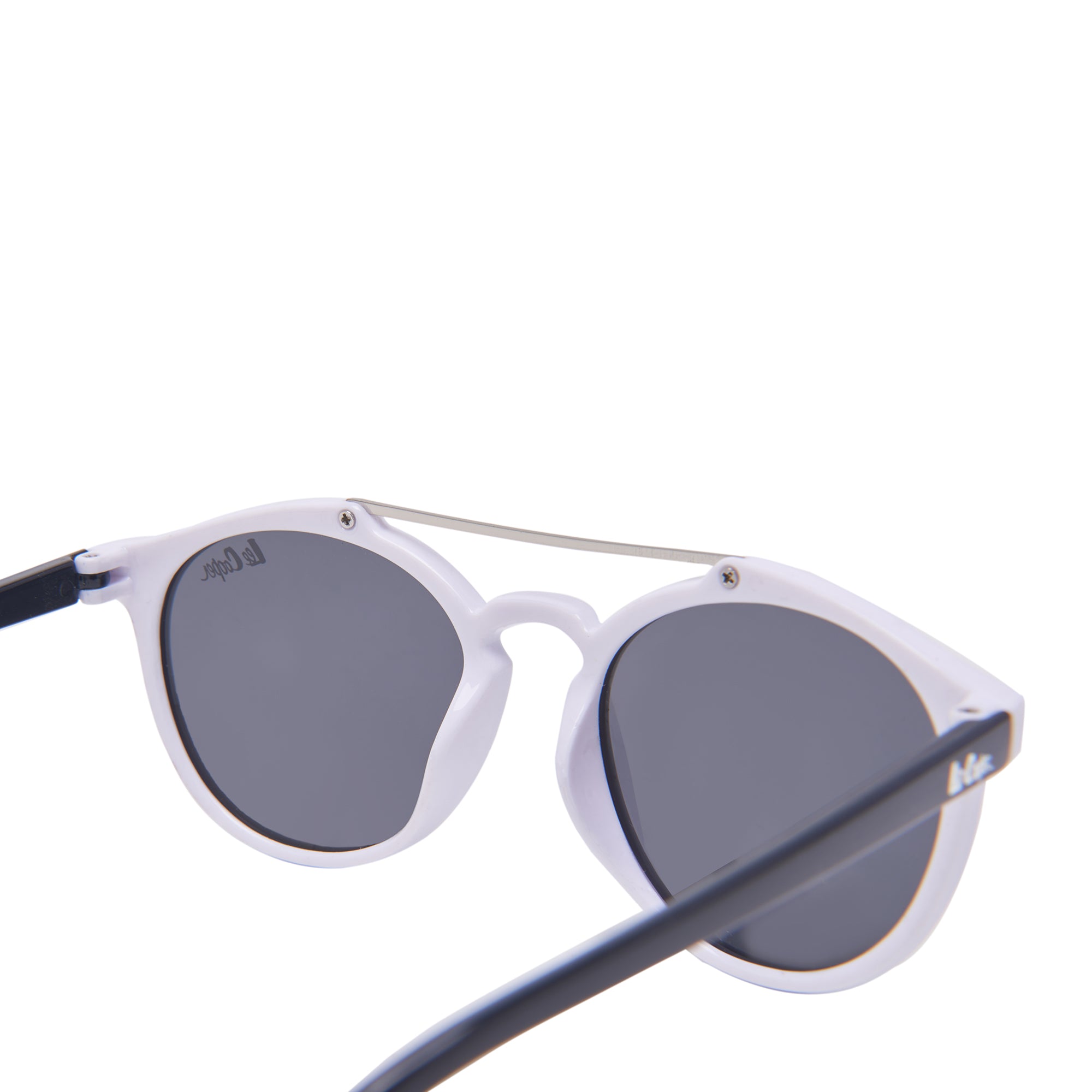 Lee Cooper Polarized Sunglasses for Boys & Girls with Grey Round TAC Lenses, Blue Full-Rim Polycarbonate Frame and Brow-Bar Design | LCK109C01