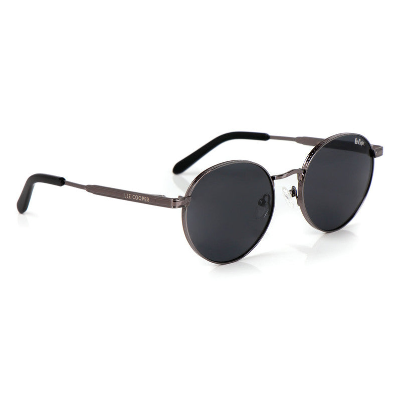 Lee Cooper Non-Polarized Round Sunglasses for Women with Grey Nylon Lenses, Gunmetal Full-Rim Metal Frame and Slim Temple Arms | LCW10244C3