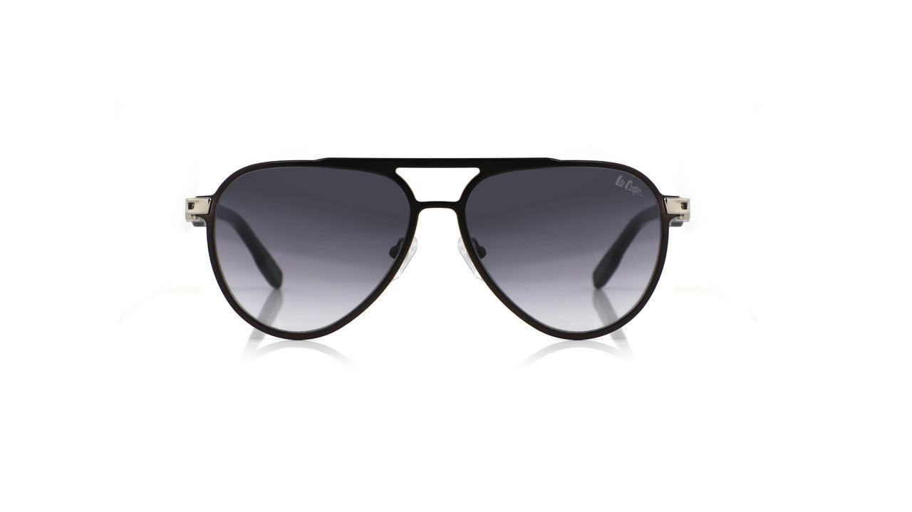 Lee Cooper Non-Polarized Aviator Sunglasses for Men & Women with Gradient Grey Nylon Lenses, Gunmetal Full-Rim Metal Frame and Double-Bridge Design | LCU10247C1