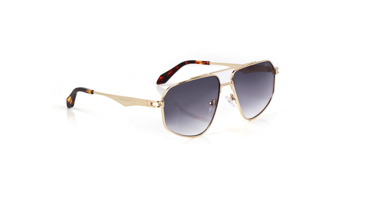 Lee Cooper Non-Polarized Square Aviator Sunglasses for Men & Women with Gradient Grey Nylon Lenses, Gold-Tone Full-Rim Metal Frame and Double-Bridge Design | LCU10243C5
