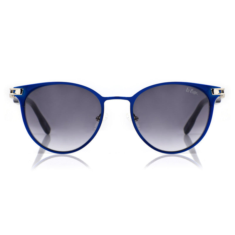 Lee Cooper Non-Polarized Round Sunglasses for Women with Gradient Grey Nylon Lenses, Blue Full-Rim Metal Frame and Silver-Tone Temple Accents | LCW10241C2
