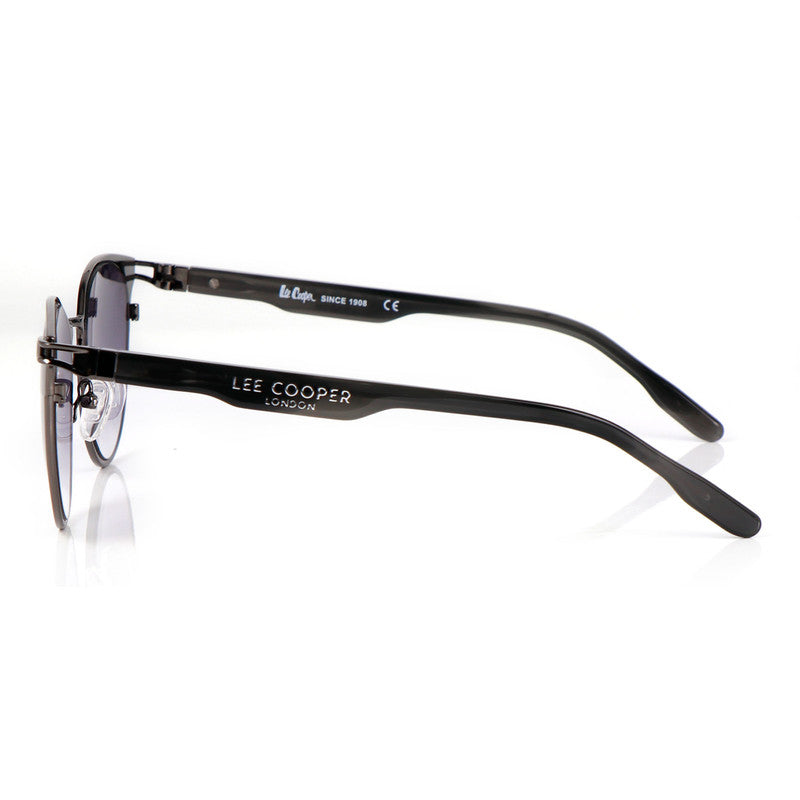 Lee Cooper Non-Polarized Round Sunglasses for Women with Gradient Grey Nylon Lenses, Black Full-Rim Metal Frame and Sleek Temple Arms | LCW10241C3