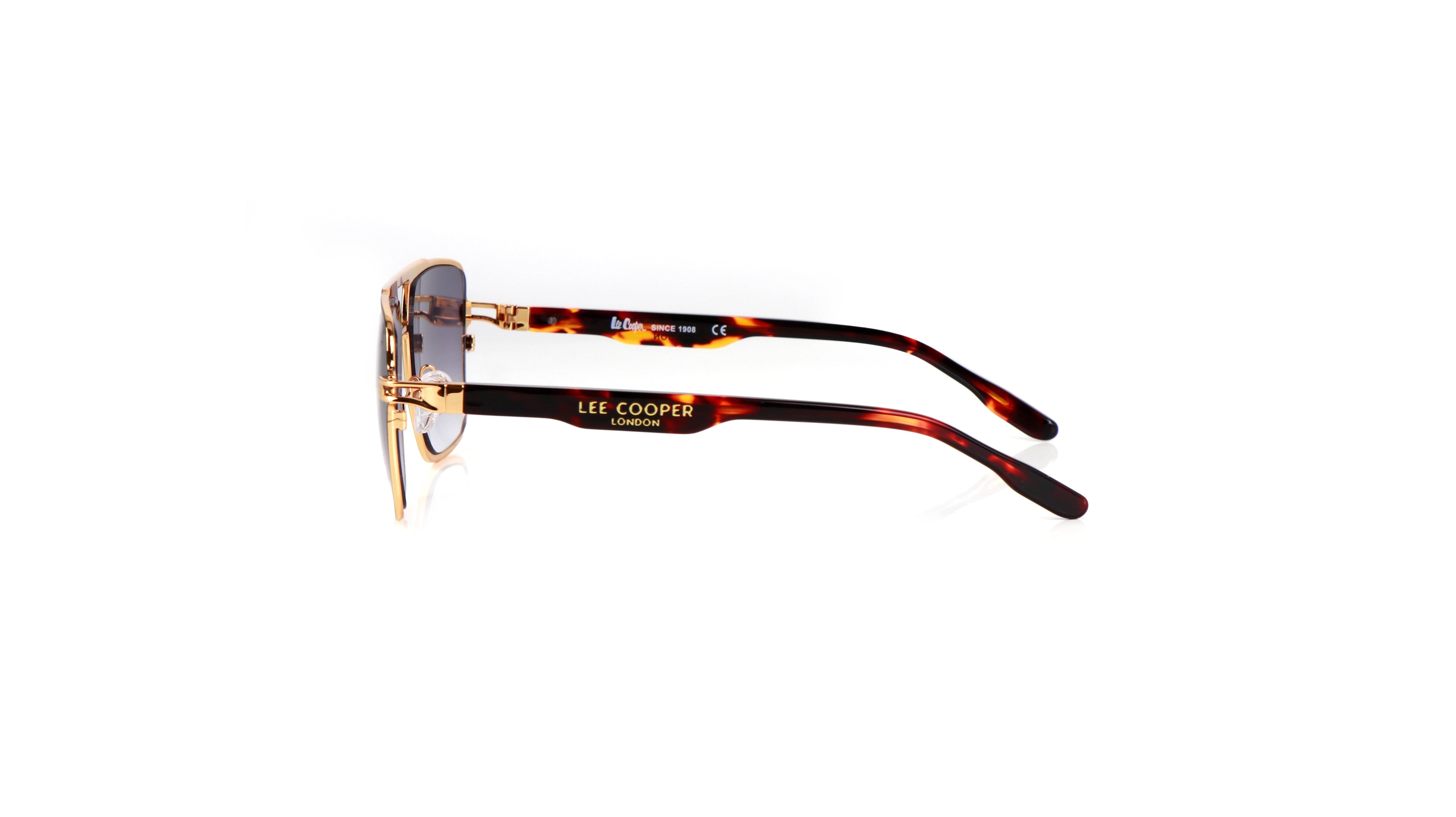 Lee Cooper Non-Polarized Square Aviator Sunglasses for Men with Gradient Grey Nylon Lenses, Black & Gold-Tone Full-Rim Metal Frame and Double-Bridge Design | LCM10246C2
