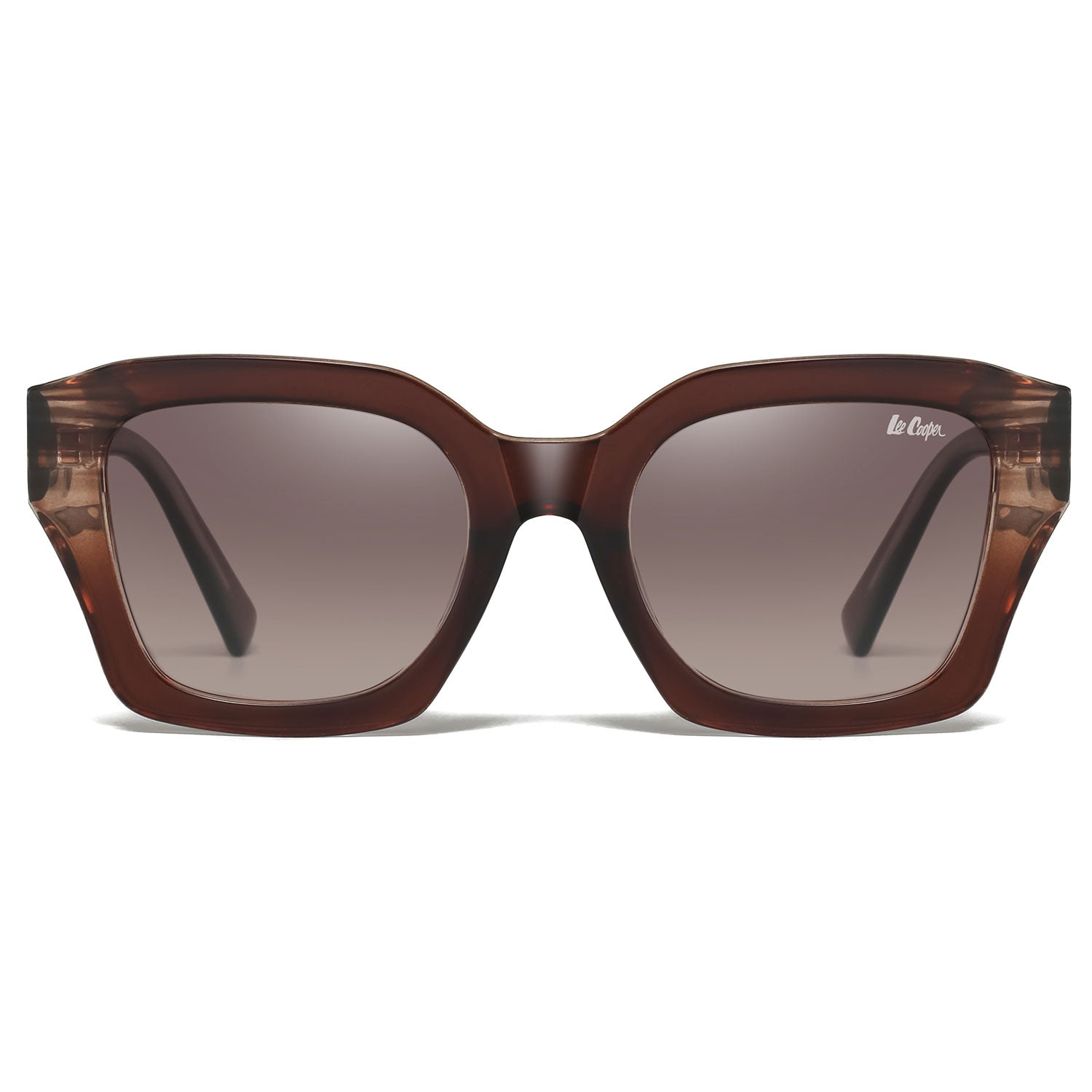Lee Cooper Women's Polarized Vintage square Sunglasses - Transparent Burgundy Tortoise - LCW10023C2