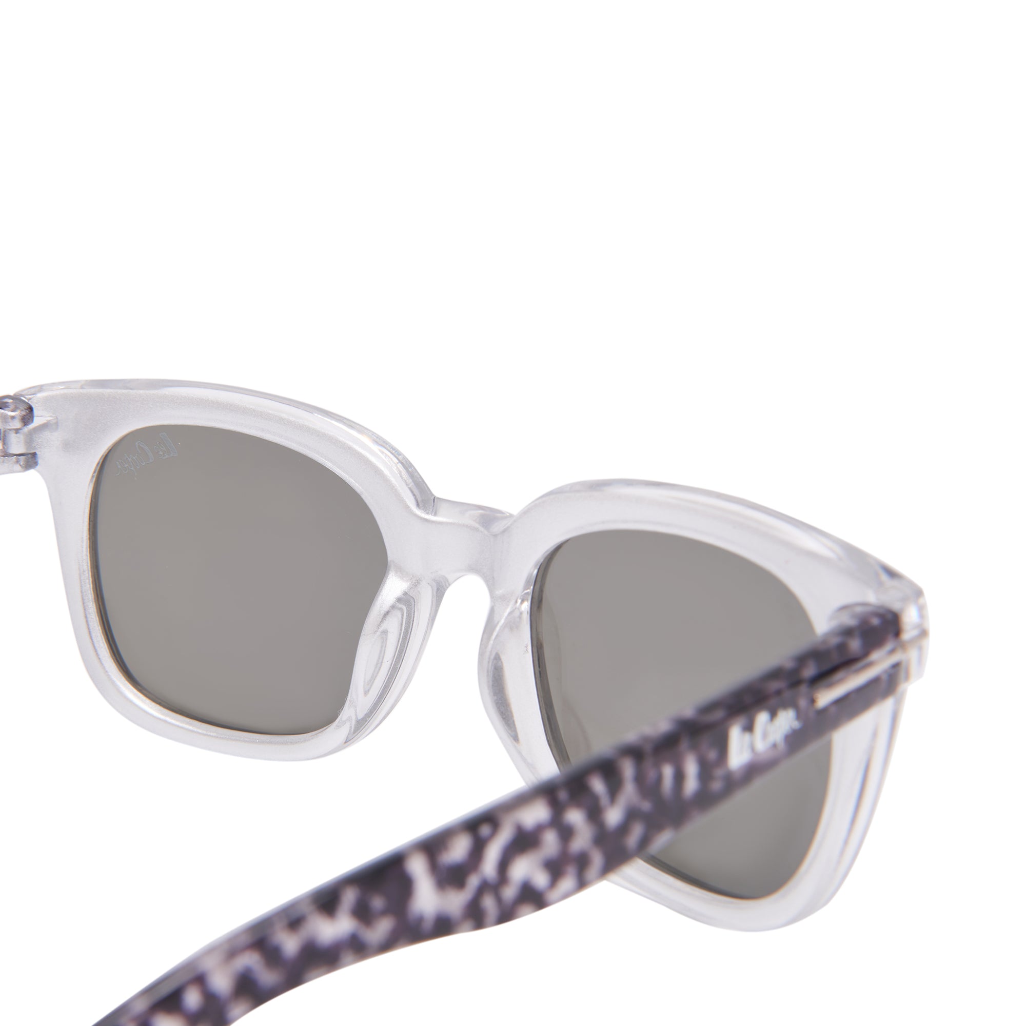 Lee Cooper Polarized Sunglasses for Boys & Girls with Silver Mirrored Square TAC Lenses, Transparent Silver Full-Rim Polycarbonate Frame and Printed Temple Arms | LCK116C02
