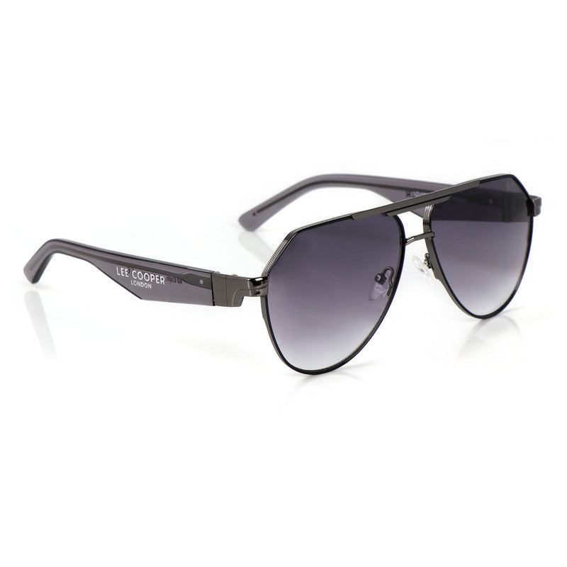 Lee Cooper Non-Polarized Aviator Sunglasses for Men & Women with Gradient Grey Nylon Lenses, Gunmetal Full-Rim Metal Frame and Double-Bridge Design | LCU10240C3