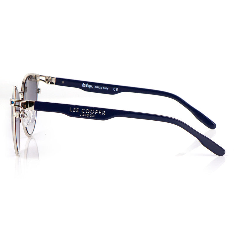 Lee Cooper Non-Polarized Round Sunglasses for Women with Gradient Grey Nylon Lenses, Blue Full-Rim Metal Frame and Silver-Tone Temple Accents | LCW10241C2