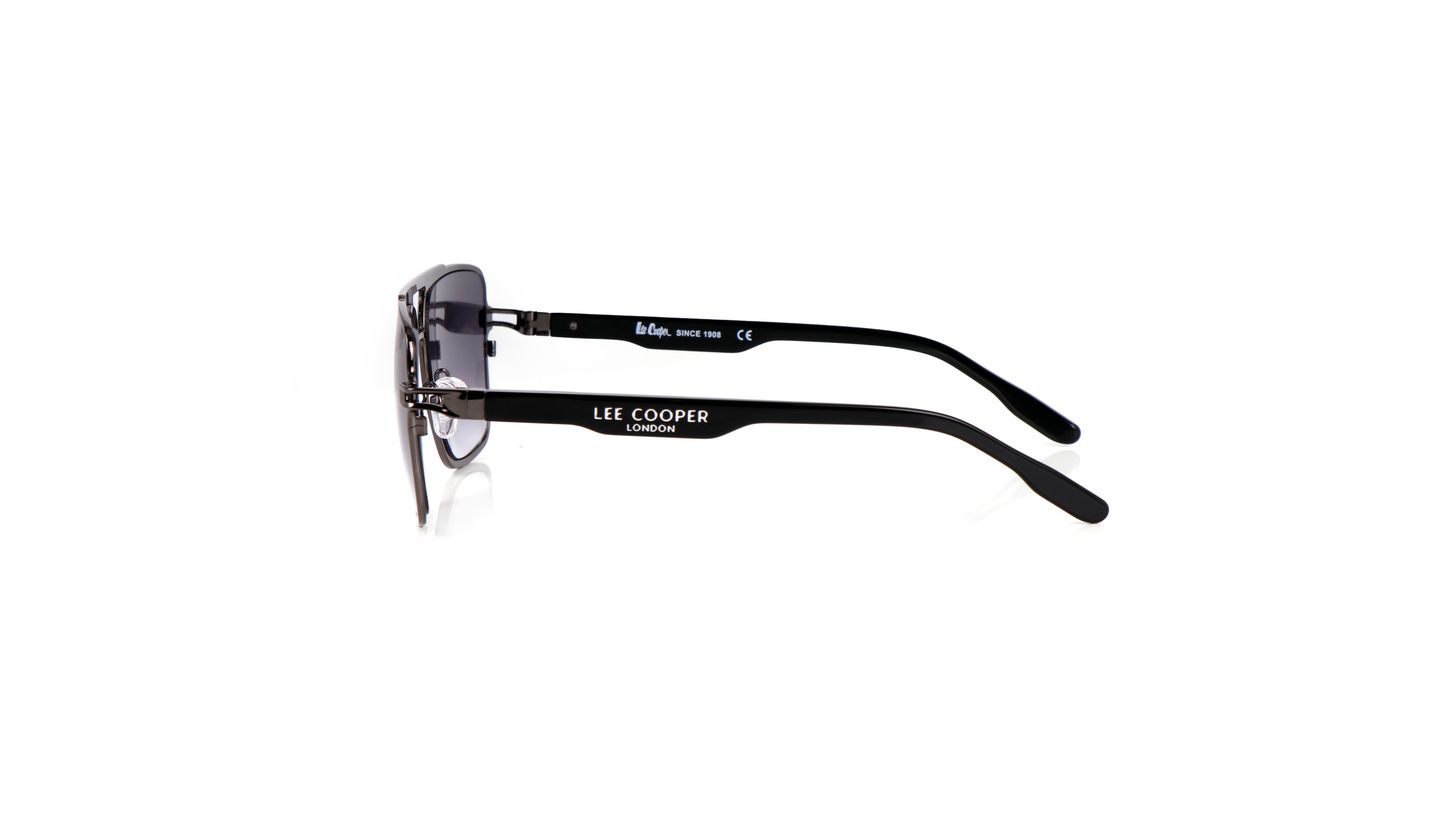 Lee Cooper Non-Polarized Square Aviator Sunglasses for Men with Gradient Grey Nylon Lenses, Black Full-Rim Metal Frame and Double-Bridge Design | LCM10246C4
