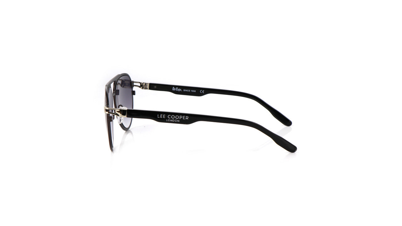 Lee Cooper Non-Polarized Aviator Sunglasses for Men & Women with Gradient Grey Nylon Lenses, Gunmetal Full-Rim Metal Frame and Double-Bridge Design | LCU10247C1