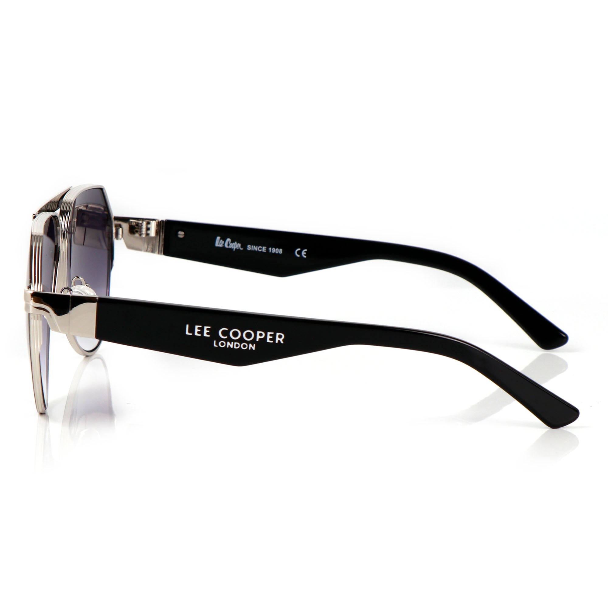 Lee Cooper Non-Polarized Aviator Sunglasses for Men & Women with Gradient Grey Nylon Lenses, Silver-Tone Full-Rim Metal Frame and Double-Bridge Design | LCU10240C2