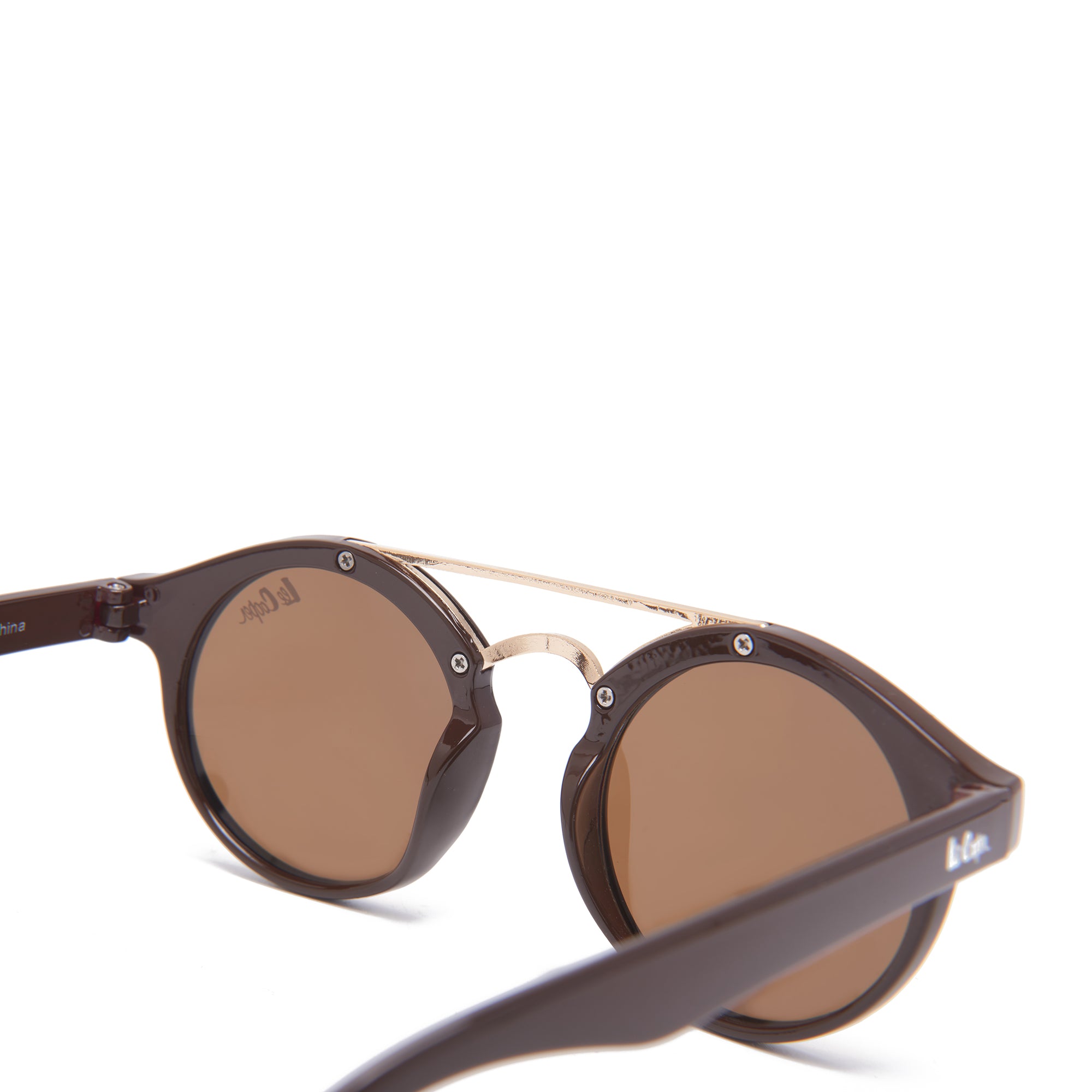 Lee Cooper Polarized Sunglasses for Boys & Girls with Brown Round TAC Lenses, Brown Full-Rim Polycarbonate Frame and Double-Bridge Design | LCK113C02