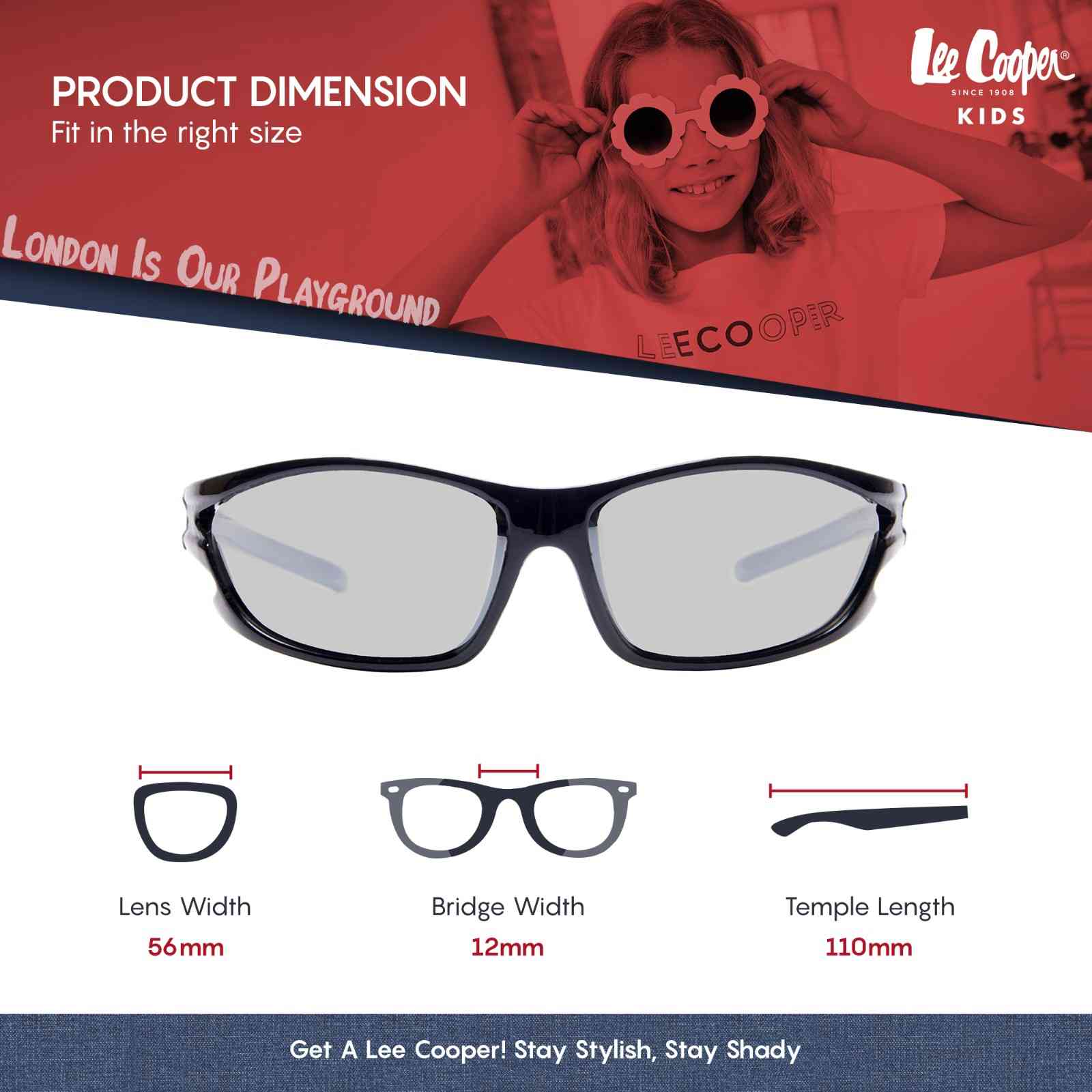 Lee Cooper Polarized Sports Sunglasses for Boys & Girls with Silver Mirrored TAC Lenses, Black Full-Rim Polycarbonate Wraparound Frame | LCK101C01