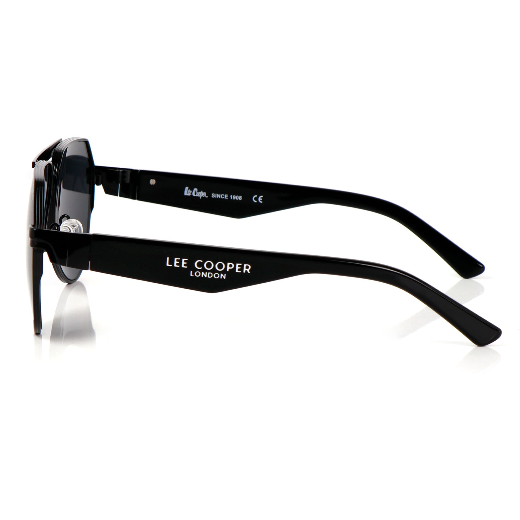 Lee Cooper Non-Polarized Aviator Sunglasses for Men & Women with Grey Nylon Lenses, Black Full-Rim Metal Frame, Double-Bridge Design and Wide Temple Arms | LCU10240C1