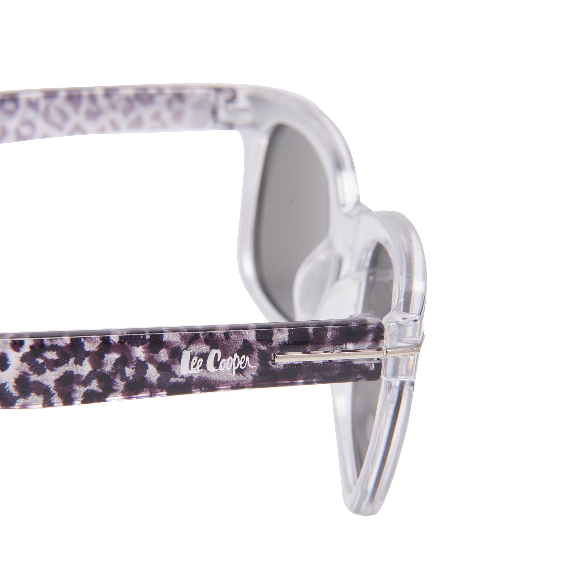 Lee Cooper Polarized Sunglasses for Boys & Girls with Silver Mirrored Square TAC Lenses, Transparent Silver Full-Rim Polycarbonate Frame and Printed Temple Arms | LCK116C02