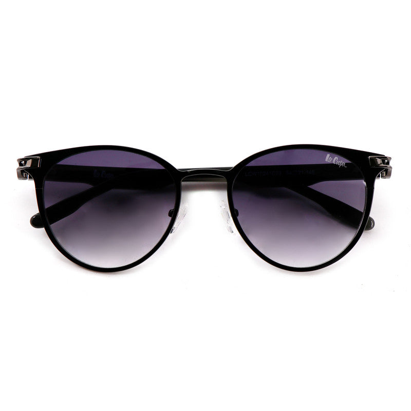 Lee Cooper Non-Polarized Round Sunglasses for Women with Gradient Grey Nylon Lenses, Black Full-Rim Metal Frame and Sleek Temple Arms | LCW10241C3