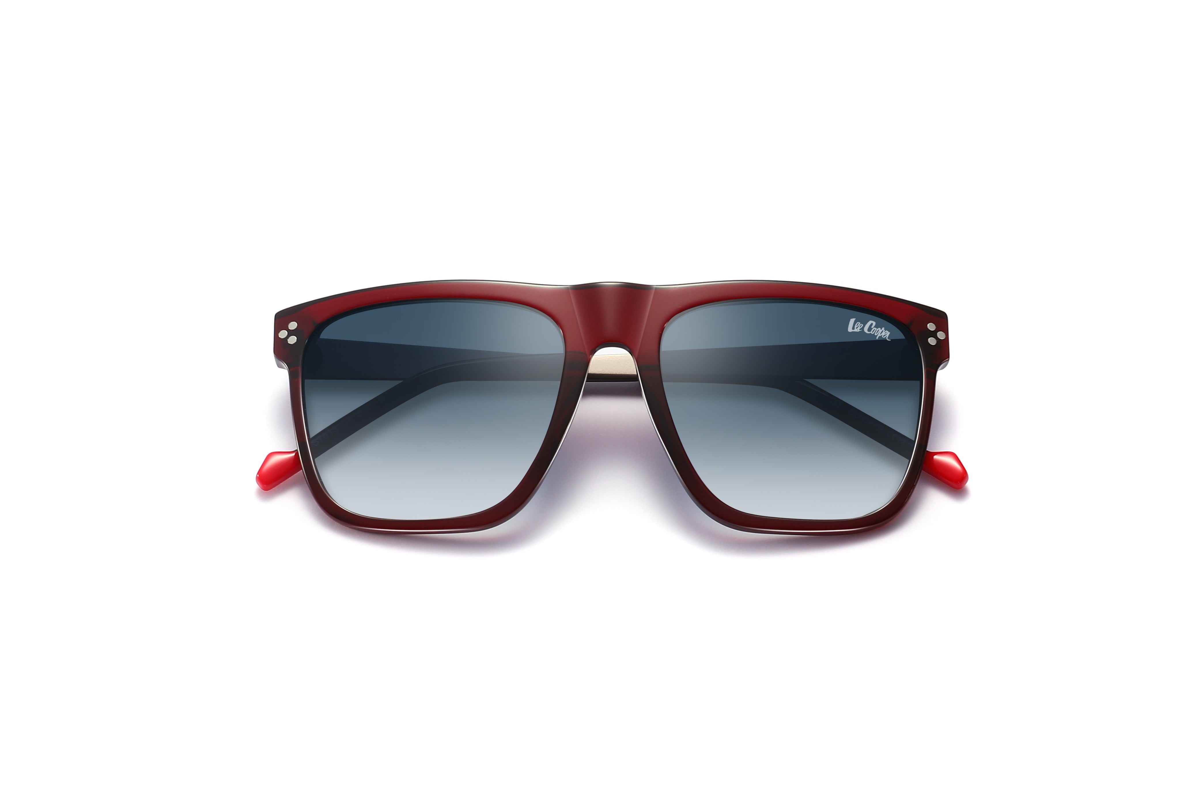 Lee Cooper Sunglasses for Men with Shiny Wine Red & Matt Gun Acetate Frame, Size 55-19-145 | LCM10031C2