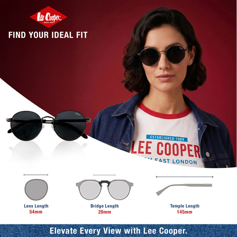 Lee Cooper Non-Polarized Round Sunglasses for Women with Grey Nylon Lenses, Gunmetal Full-Rim Metal Frame and Slim Temple Arms | LCW10244C3