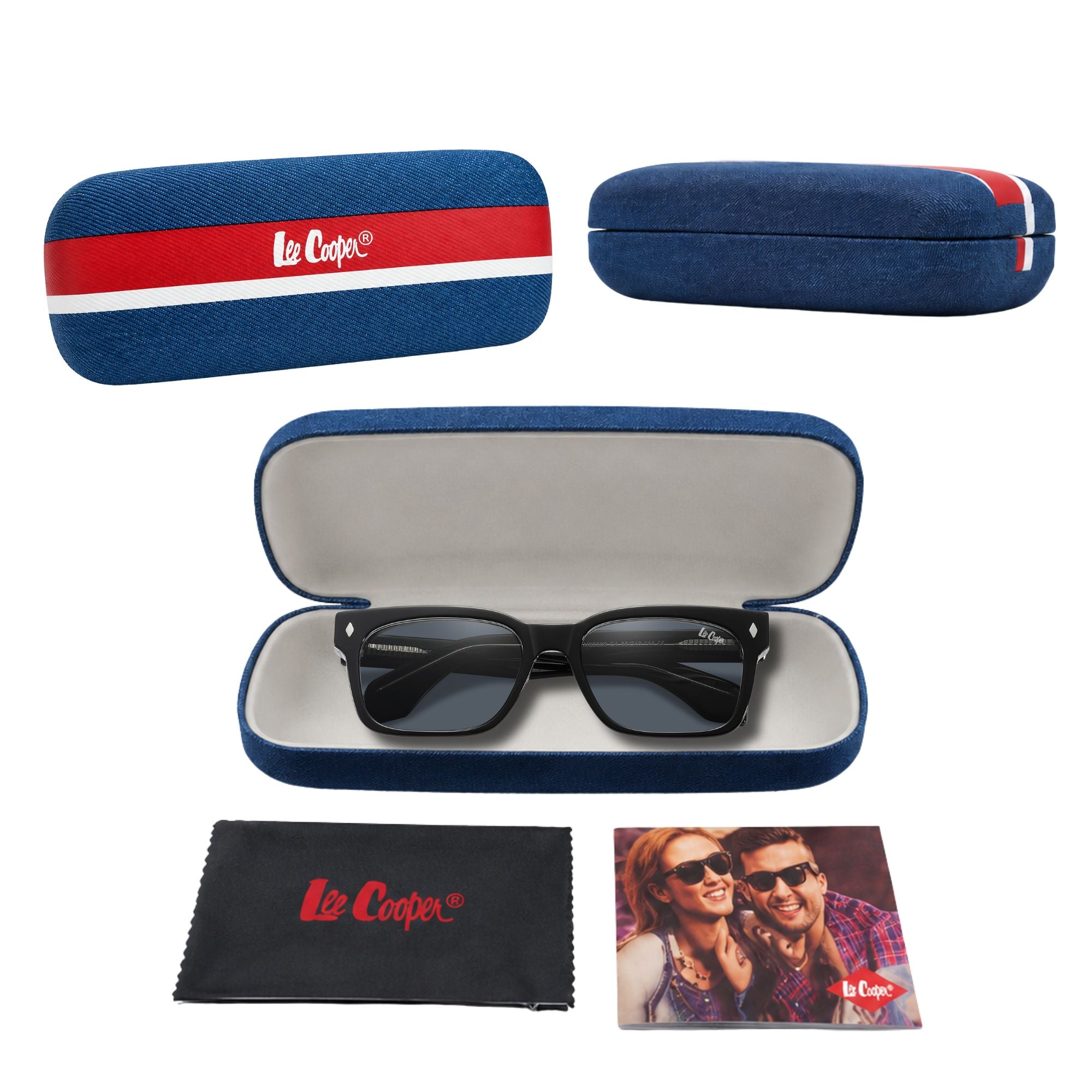 Lee Cooper Sunglasses for Men with Shiny Black Acetate Frame, Size 55-19-144 | LCM10028C1