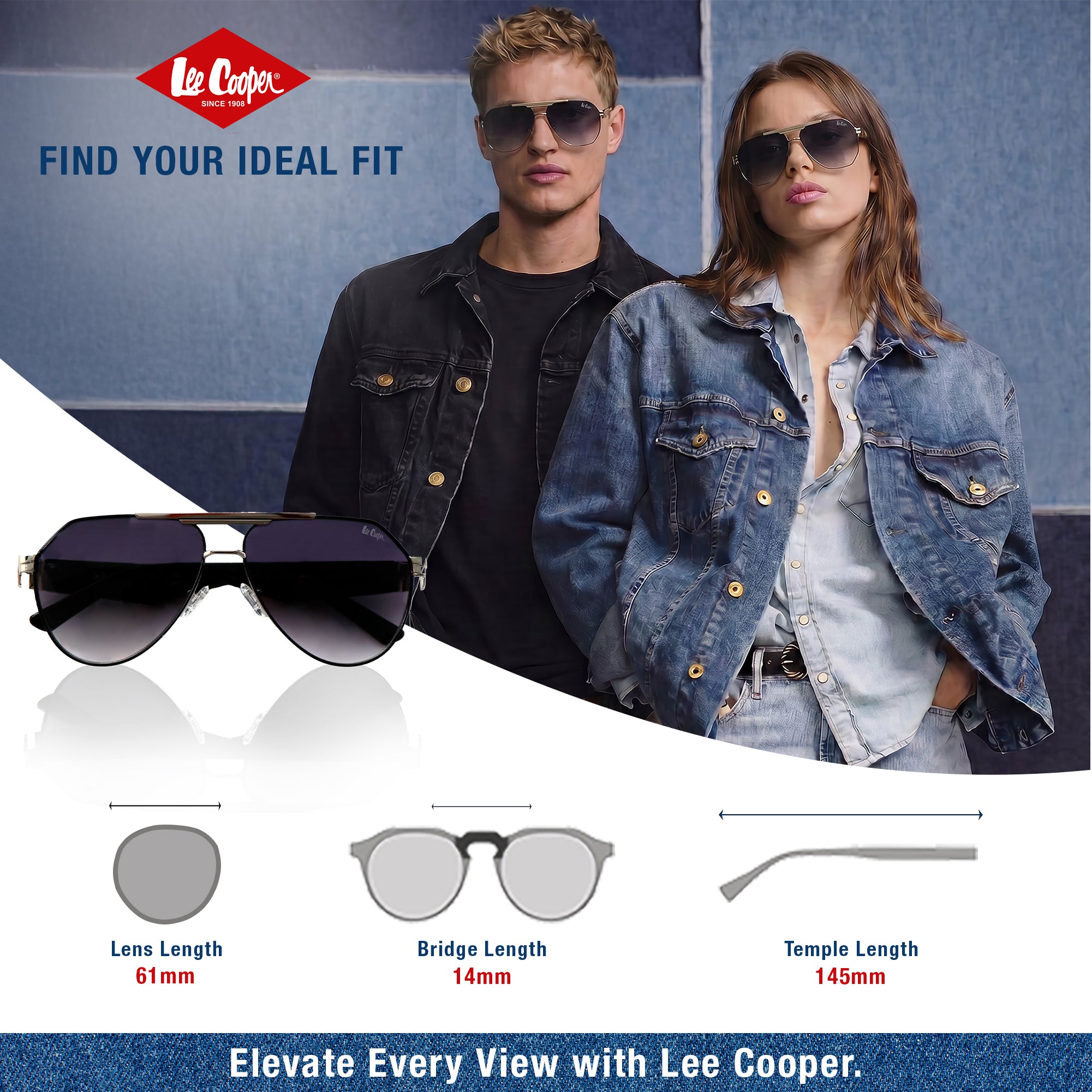 Lee Cooper Non-Polarized Aviator Sunglasses for Men & Women with Gradient Grey Nylon Lenses, Silver-Tone Full-Rim Metal Frame and Double-Bridge Design | LCU10240C2