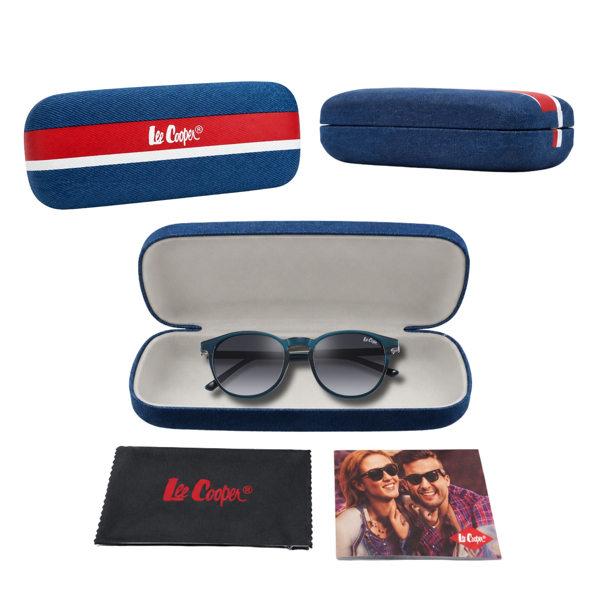 Lee Cooper Sunglasses for Unisex with Trnas.Blue & Shiny Black Acetate Frame, Size 53-19-145 | LCW10042C2