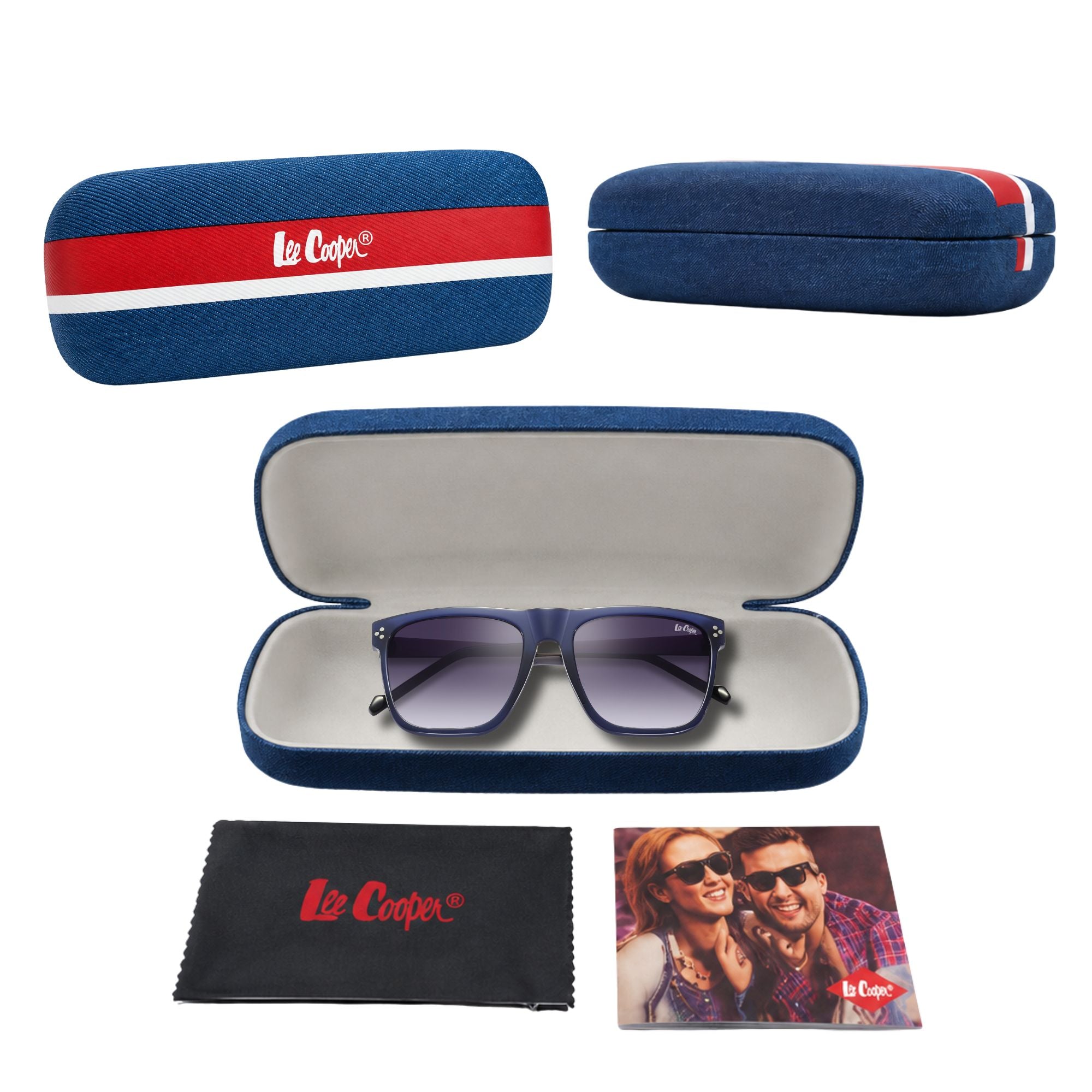 Lee Cooper Sunglasses for Men with Shiny Black & Matt Silver Acetate Frame, Size 55-19-145 | LCM10031C1