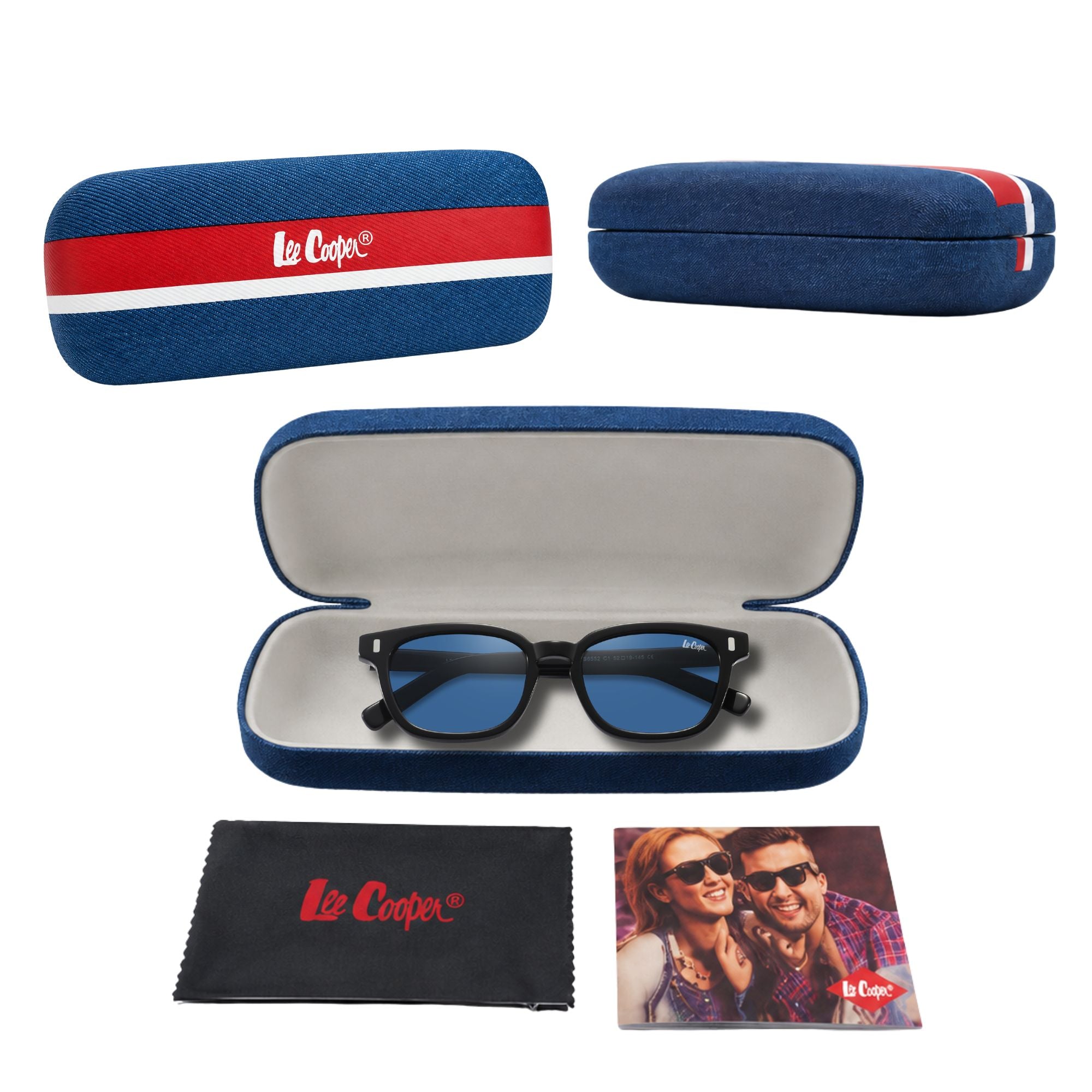 Lee Cooper Sunglasses for Unisex with Shiny Black Acetate Frame, Size 52-19-145 | LCU10039C1