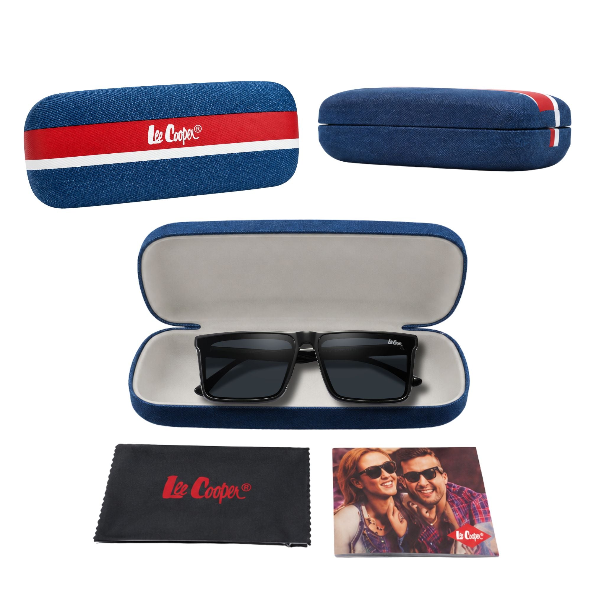 Lee Cooper Sunglasses for Men with Shiny Black Acetate Frame, Size 53-21-145 | LCM10027C1