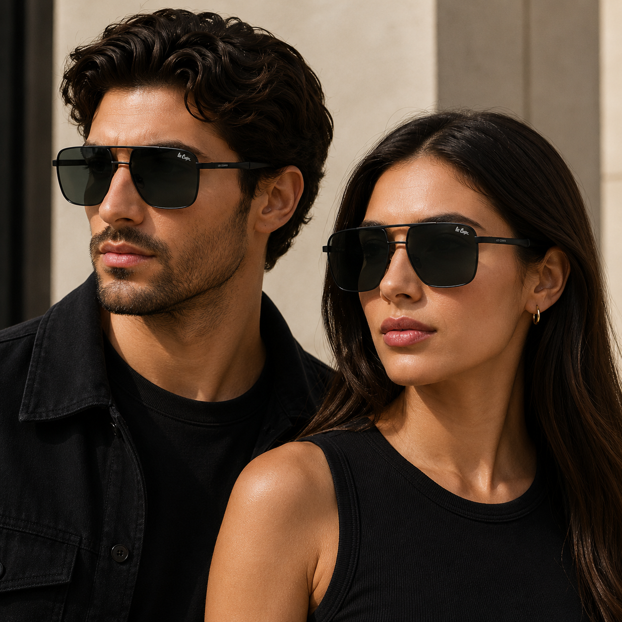 Lee Cooper Unisex's Polarized square Sunglasses - shiny black | LCU11013C1
