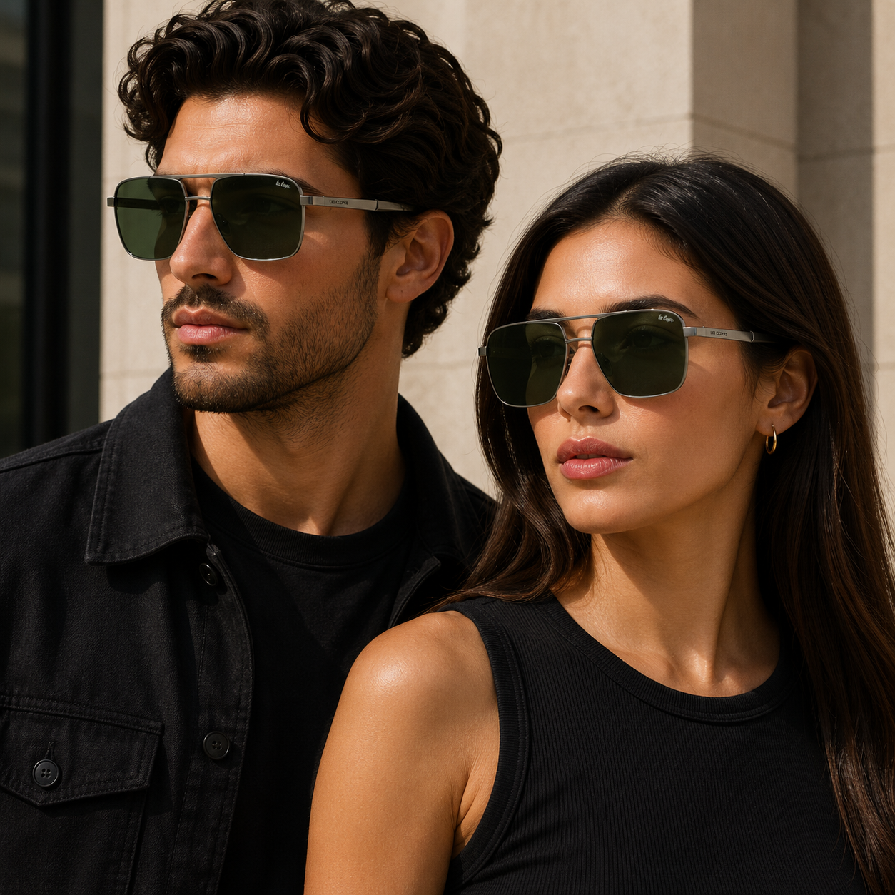 Lee Cooper Unisex's Polarized square Sunglasses - shiny gun | LCU11013C3